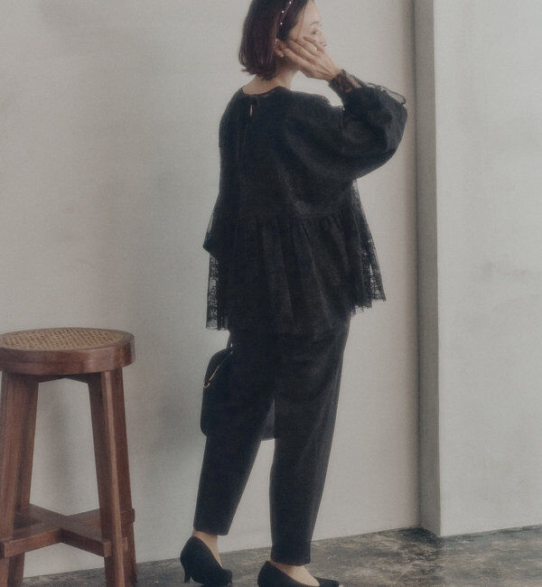  「【Du noir】バックリボンペプラムブラウス+スラックスパンツセット」|その他|