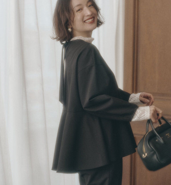  「【Du noir】バックリボンペプラムブラウス+スラックスパンツセット」|その他|