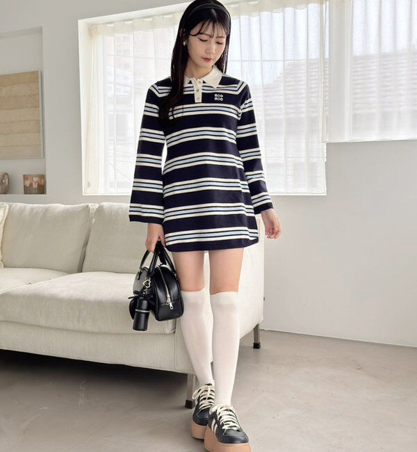  「ポロ襟ニットワンピース」|ワンピース|