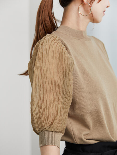 Te chichi「幾何柄オーガンジースリーブニット」|ニット・セーター|