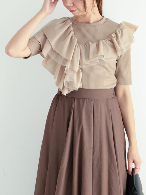 Te chichi「アシメフリルリブプルオーバー」|Tシャツ・カットソー|