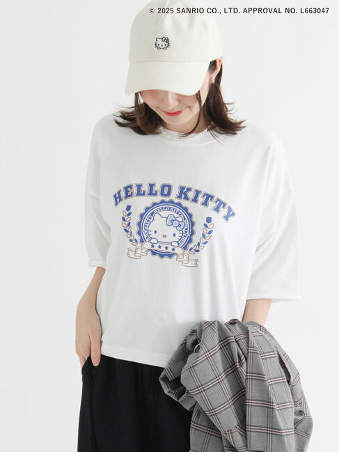 Te chichi TERRASSE「【HELLO KITTY】ミニ裏毛プリント5分袖トップス」|その他|オフホワイト