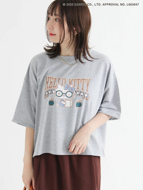 Te chichi TERRASSE「【HELLO KITTY】ミニ裏毛プリント5分袖トップス」|その他|グレー