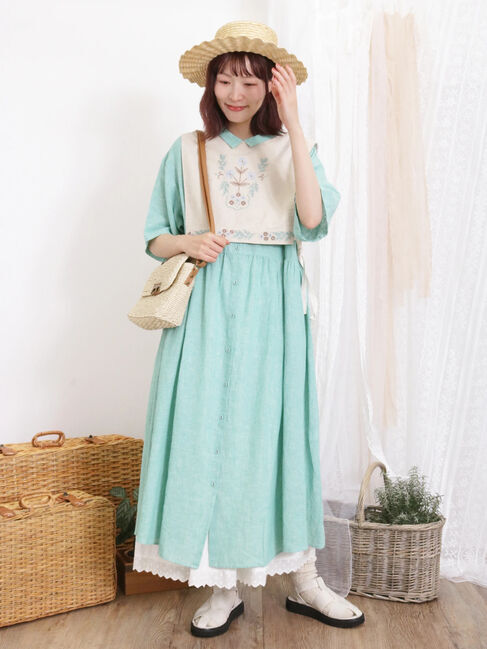 Samansa Mos2「【Sサイズ / WEB限定】【イージーケア】柄アソートリネン混シャツワンピース」|ワンピース|