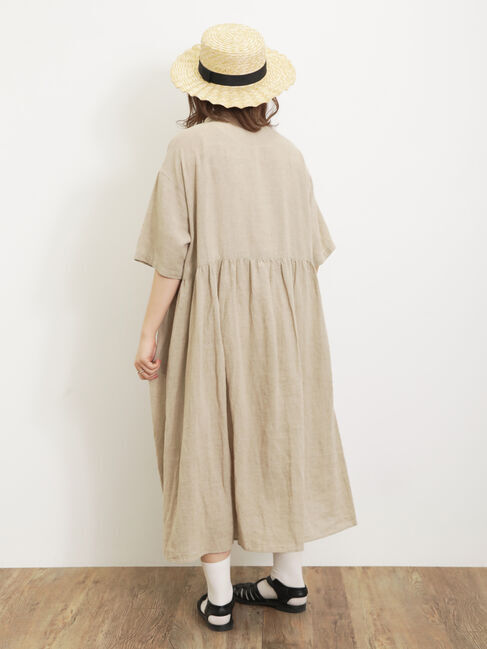 Samansa Mos2「【Sサイズ / WEB限定】【イージーケア】柄アソートリネン混シャツワンピース」|ワンピース|