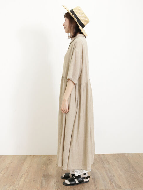 Samansa Mos2「【Sサイズ / WEB限定】【イージーケア】柄アソートリネン混シャツワンピース」|ワンピース|