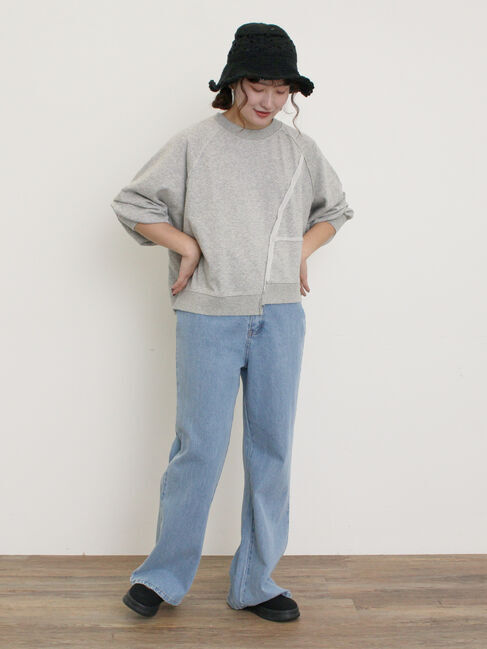 Samansa Mos2「ミニ裏毛ブロッキングショートスウェット」|Tシャツ・カットソー|