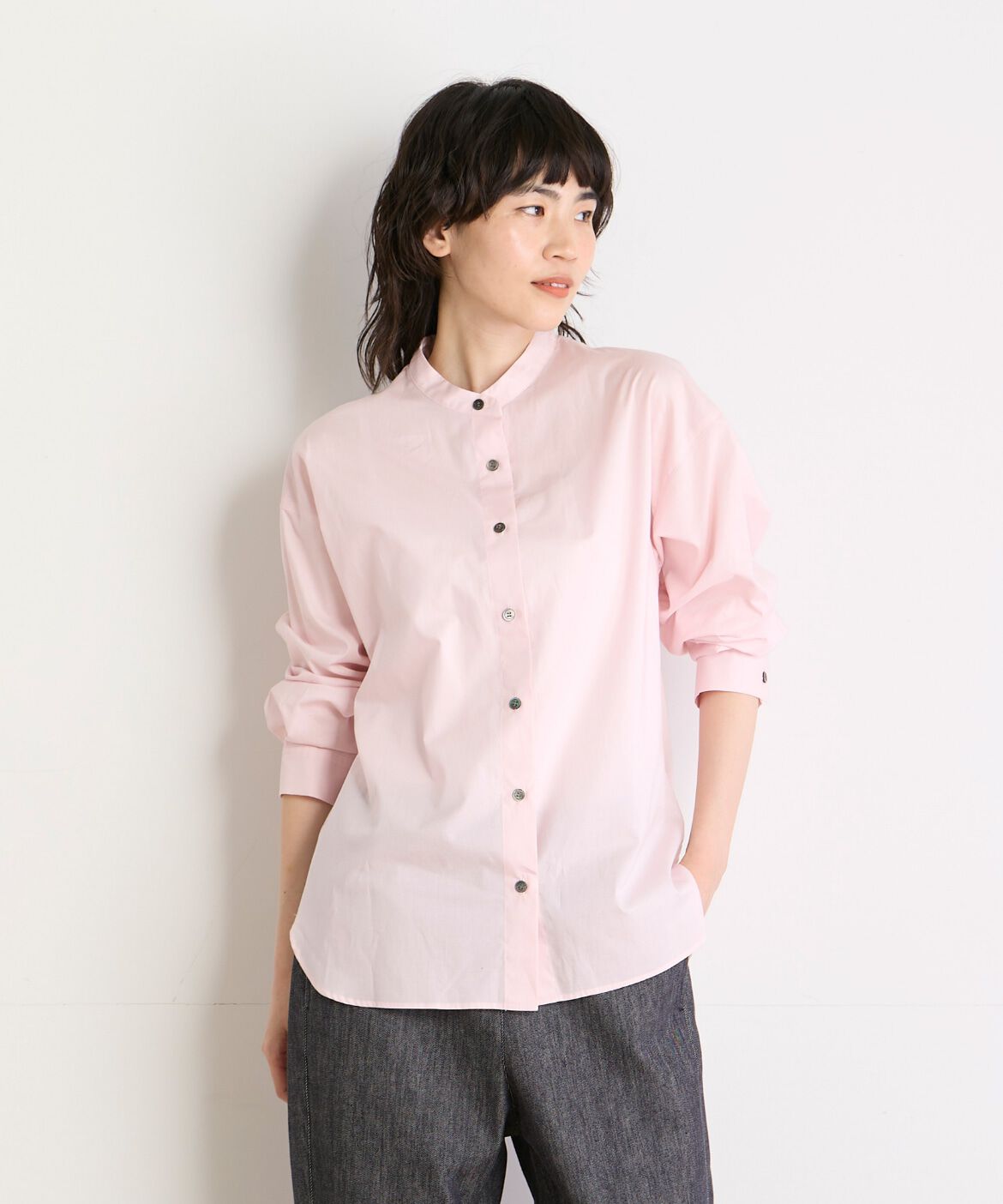 DAY by DAY it&rsquo;s international「オーガニックコットンバンドカラーシャツ」|シャツ・ブラウス|ピンク1