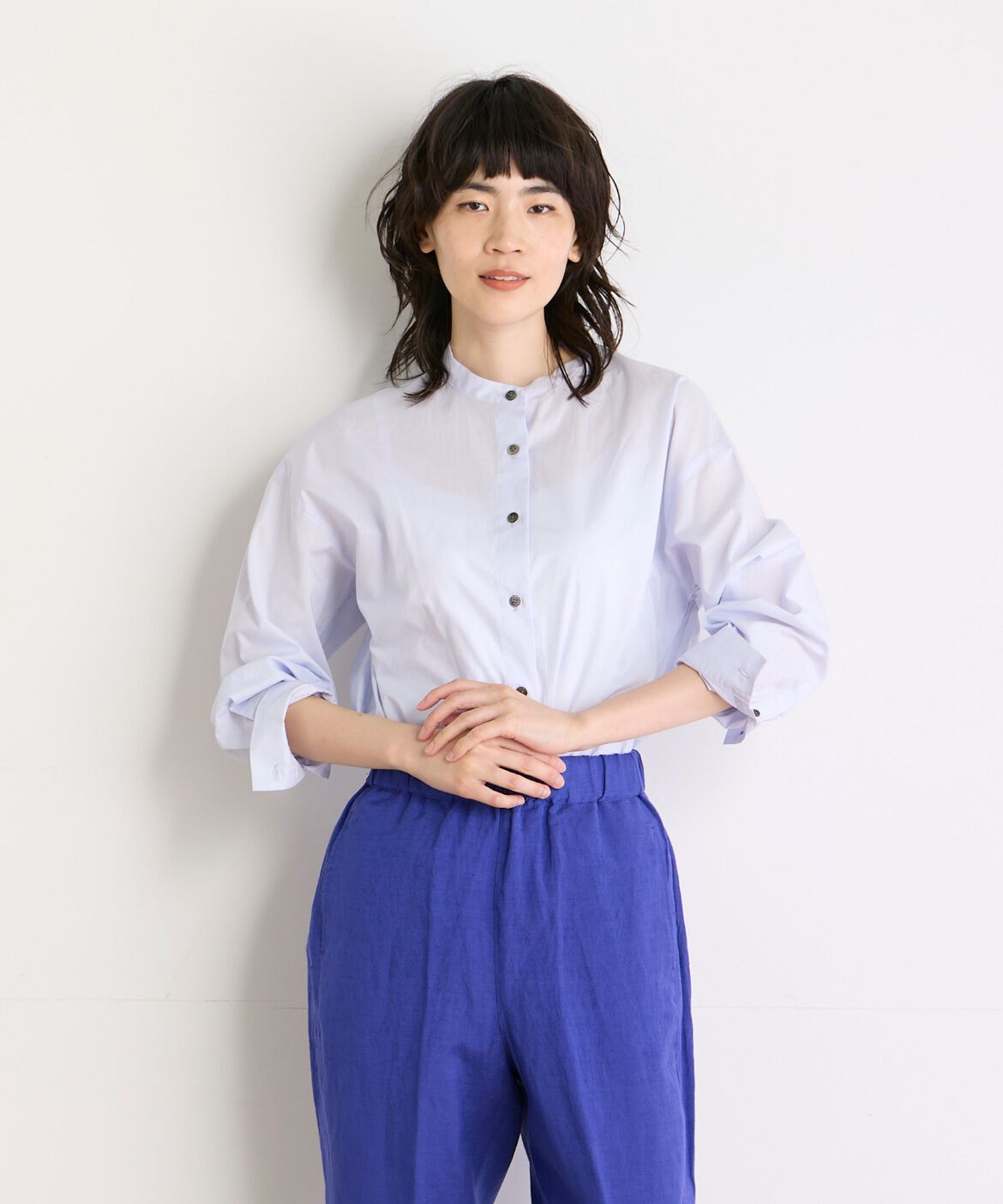 DAY by DAY it&rsquo;s international「オーガニックコットンバンドカラーシャツ」|シャツ・ブラウス|サックス3