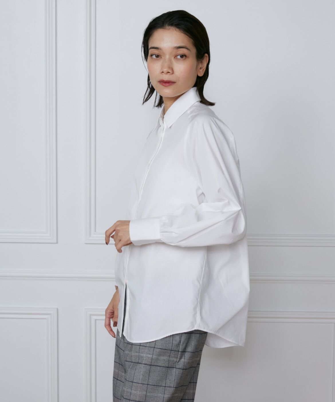 INED「《大きいサイズ》ハンマースリーブブラウス」|シャツ・ブラウス|