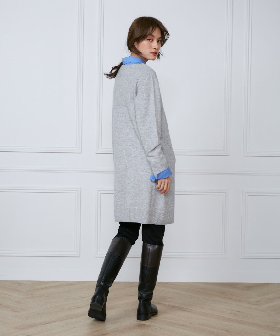 INED「《大きいサイズ》ミニ丈ニットワンピース」|ワンピース|