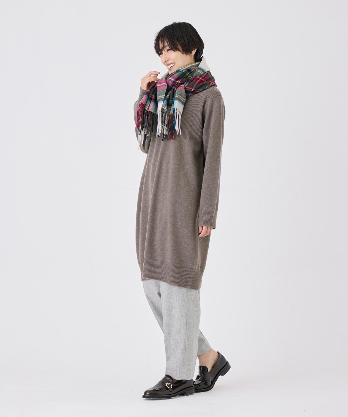 INED「《大きいサイズ》ミニ丈ニットワンピース」|ワンピース|