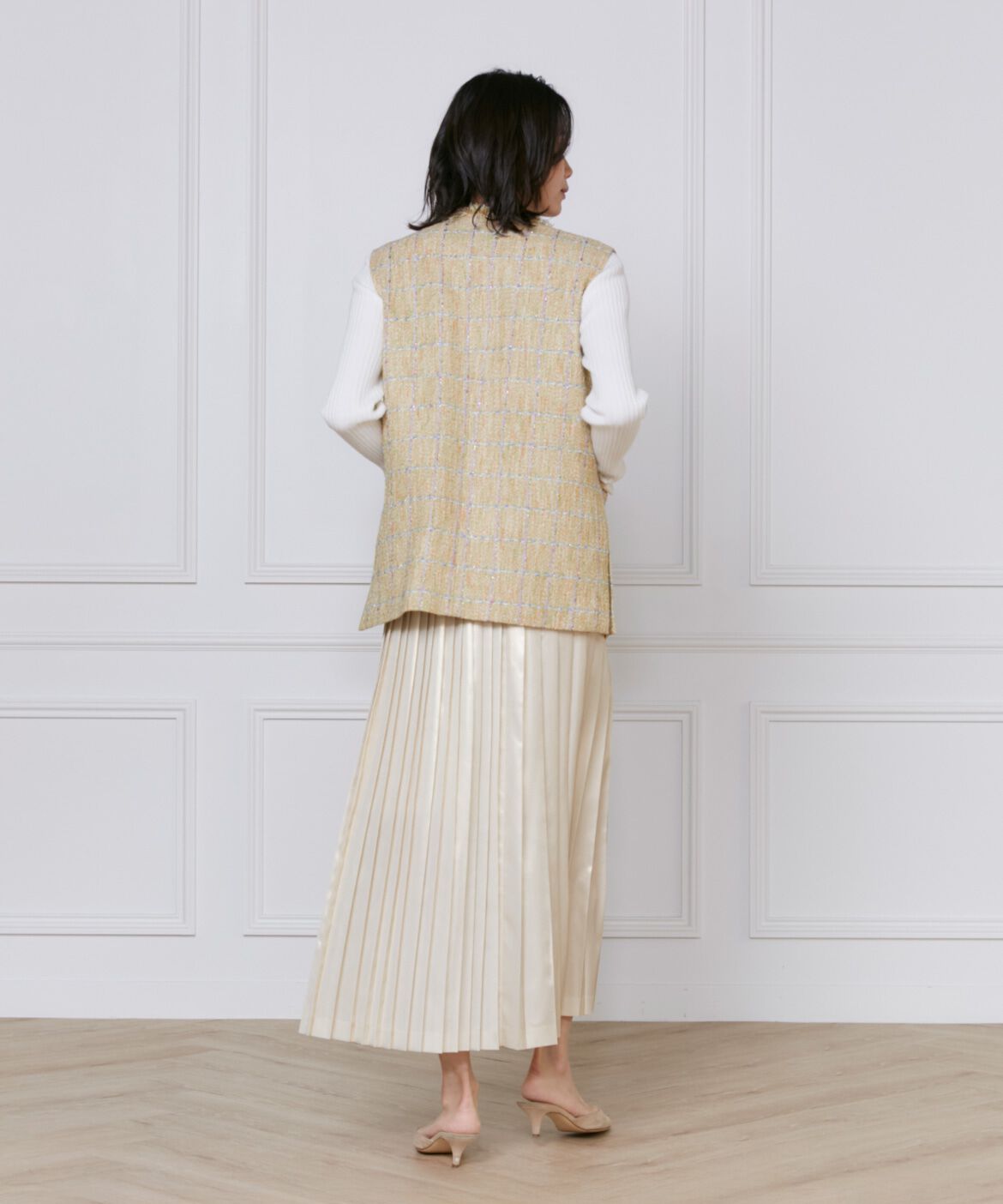 INED「メタリックプリーツスカート」|スカート|