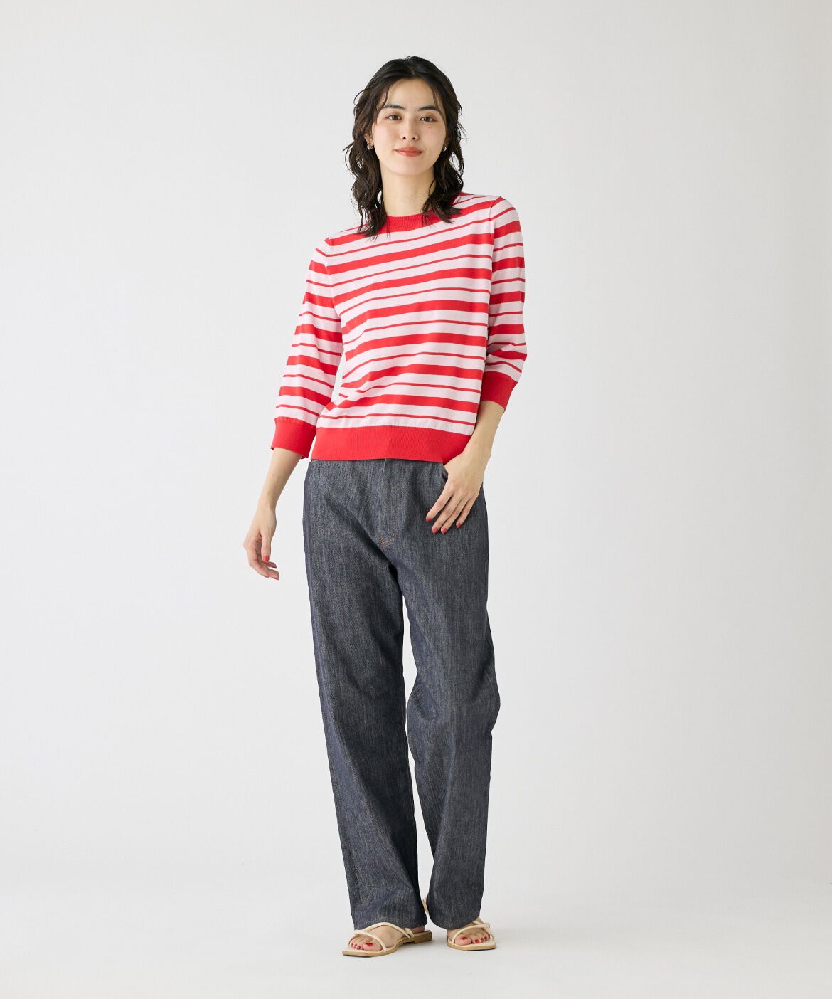 DAY by DAY it&rsquo;s international「5分袖ボーダークルーネックプルオーバー」|ニット・セーター|