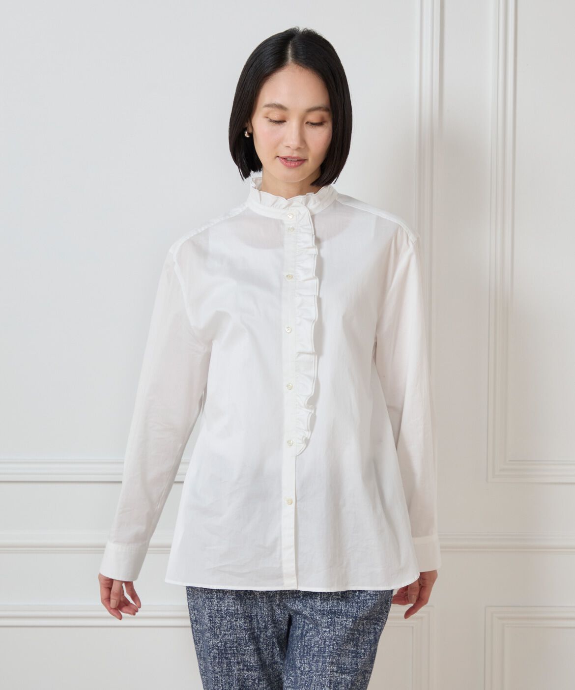 7-IDconcept.「《大きいサイズ》フリルシャツ」|シャツ・ブラウス|