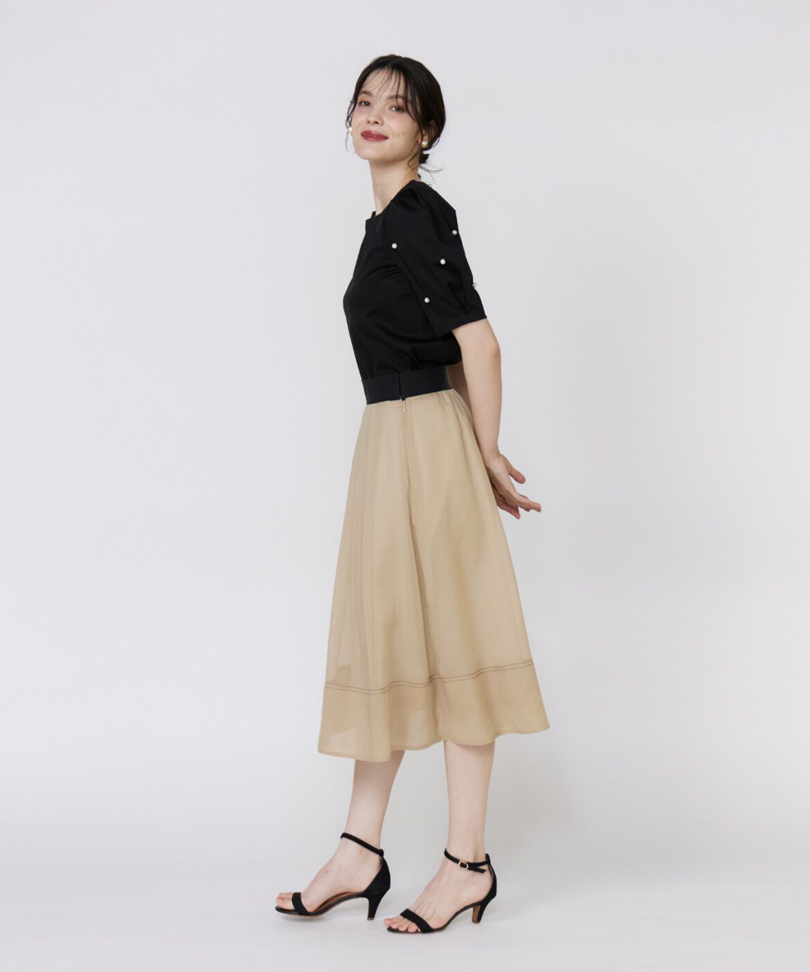 Maglie le cassetto「袖パールカットソー」|Tシャツ・カットソー|