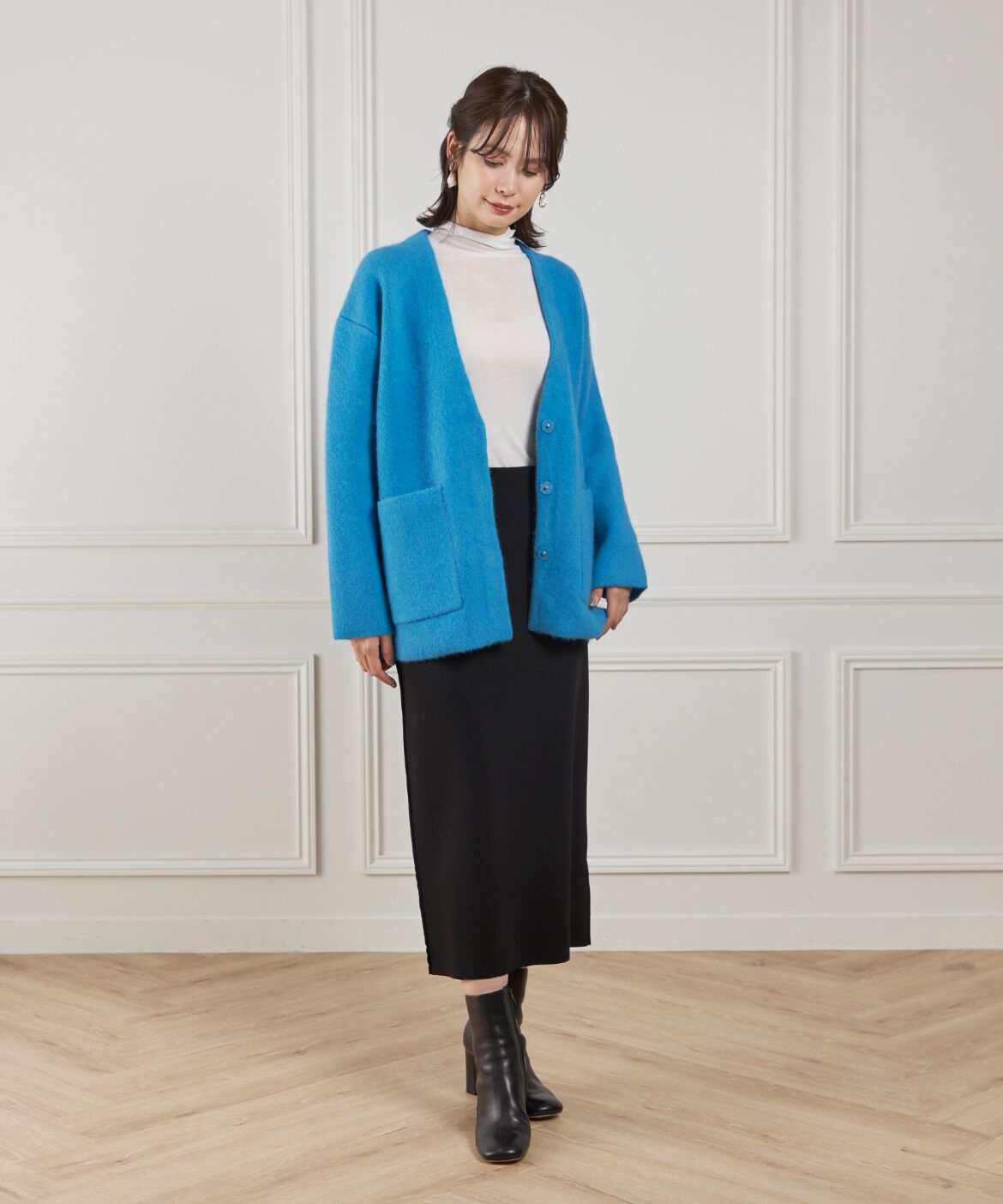 Le Souk「ラクーン接結編みニットジャケット」|カーディガン|