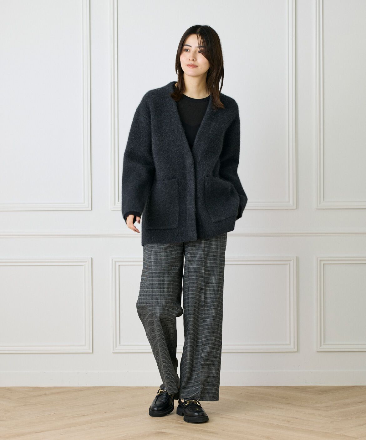 Le Souk「ラクーン接結編みニットジャケット」|カーディガン|