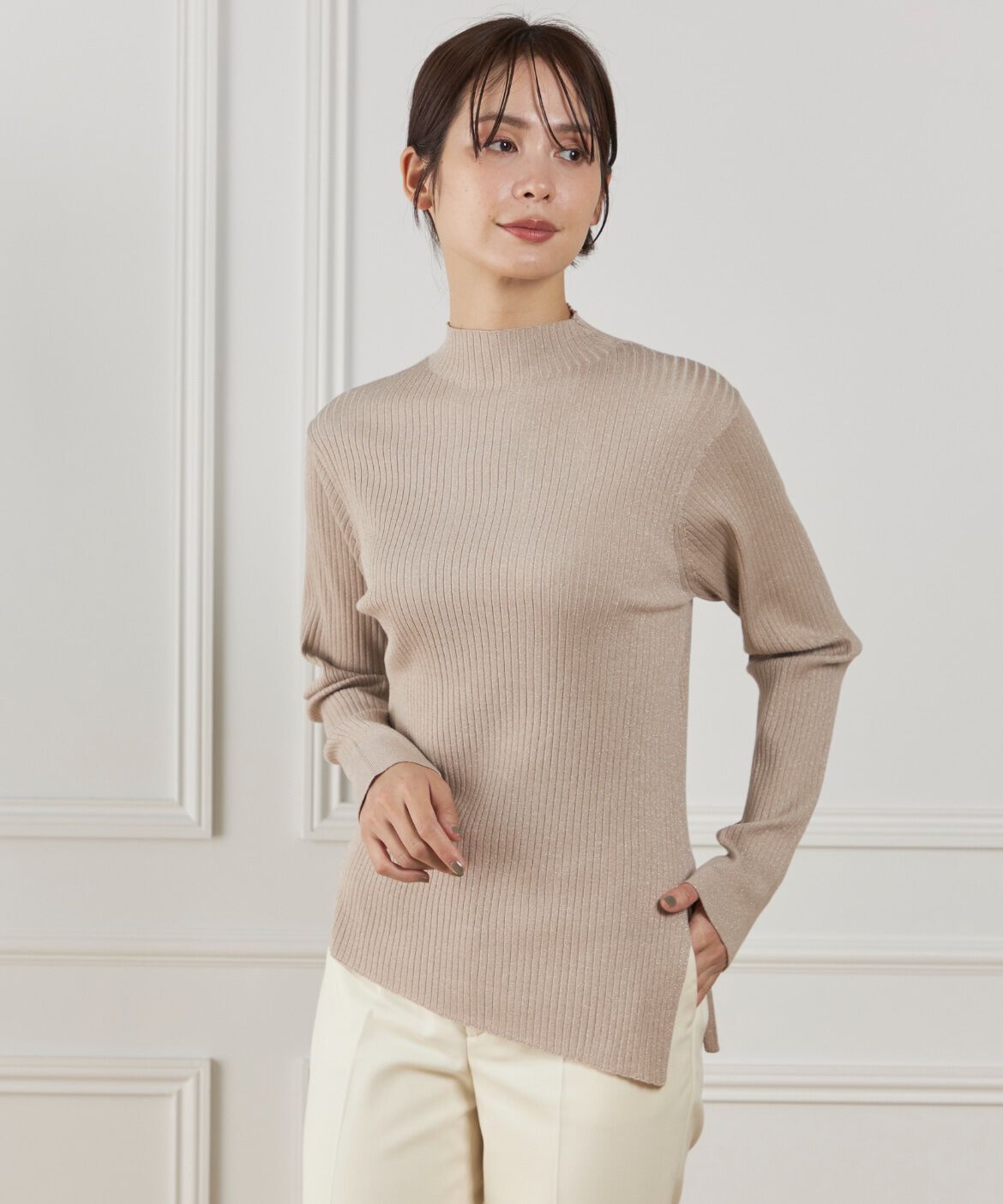 DAY by DAY it&rsquo;s international「ラメハイネックリブニット」|ニット・セーター|ベージュ2