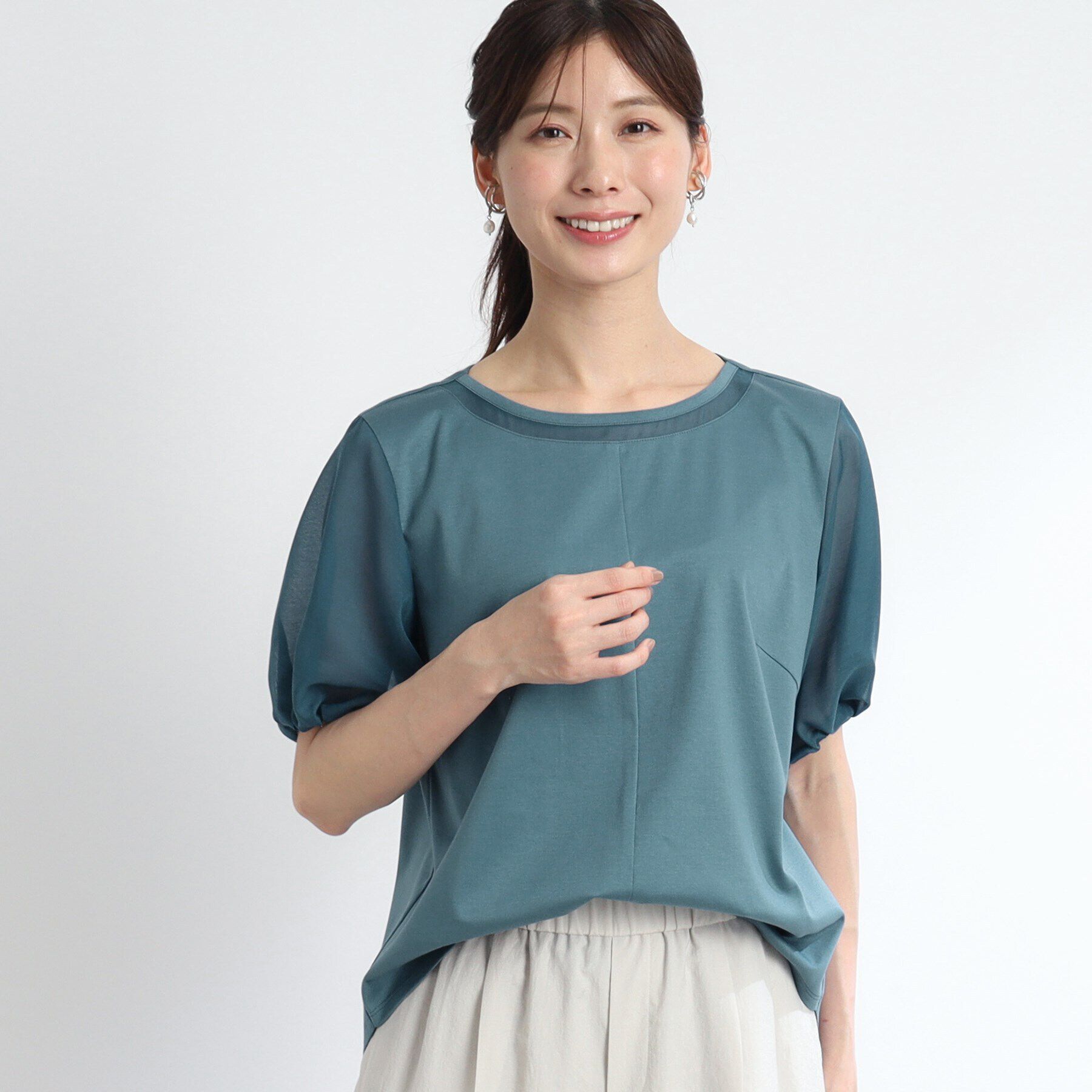 Reflect「【SALE／接触冷感／マシンウォッシュ可】シアースリーブカットソー」|Tシャツ・カットソー|