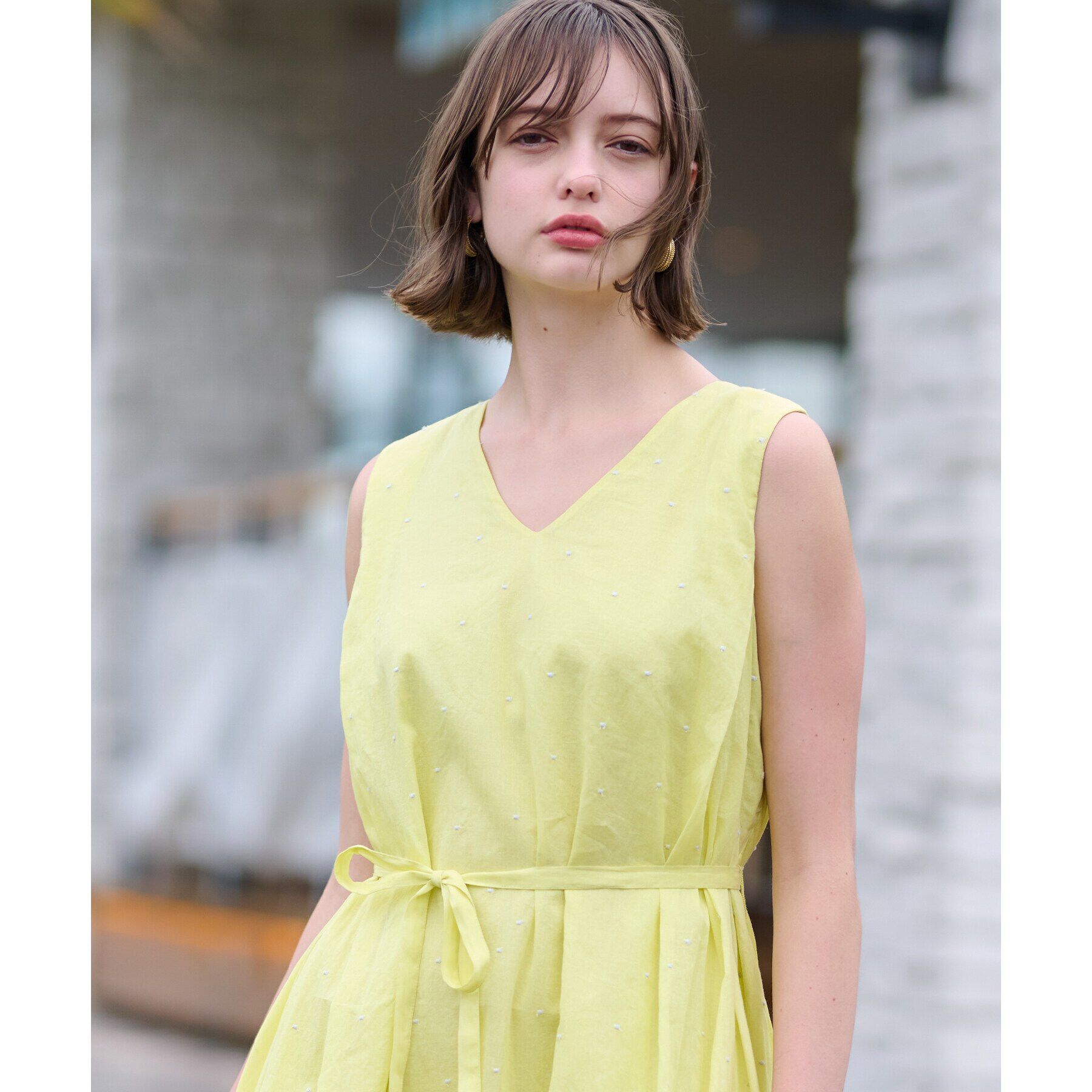 DRESSTERIOR「【大人フェミニン/前後2WAY/洗える】ドット刺繍ボリュームワンピース」|ワンピース|