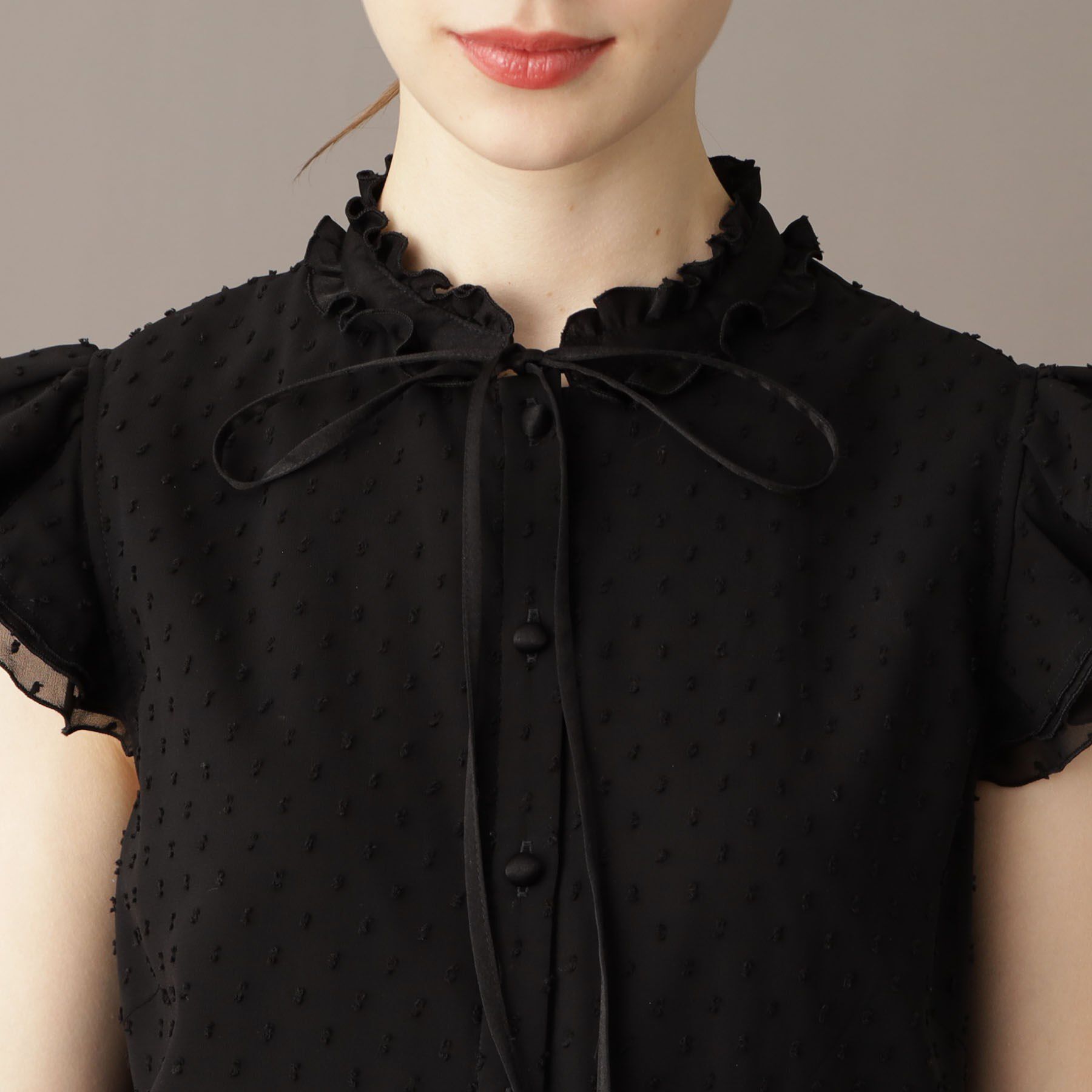 DRESSTERIOR「【大人百花春号掲載 モデル美香さん着用】ドットジャカードオーバーラップコンビドレス」|ワンピース|