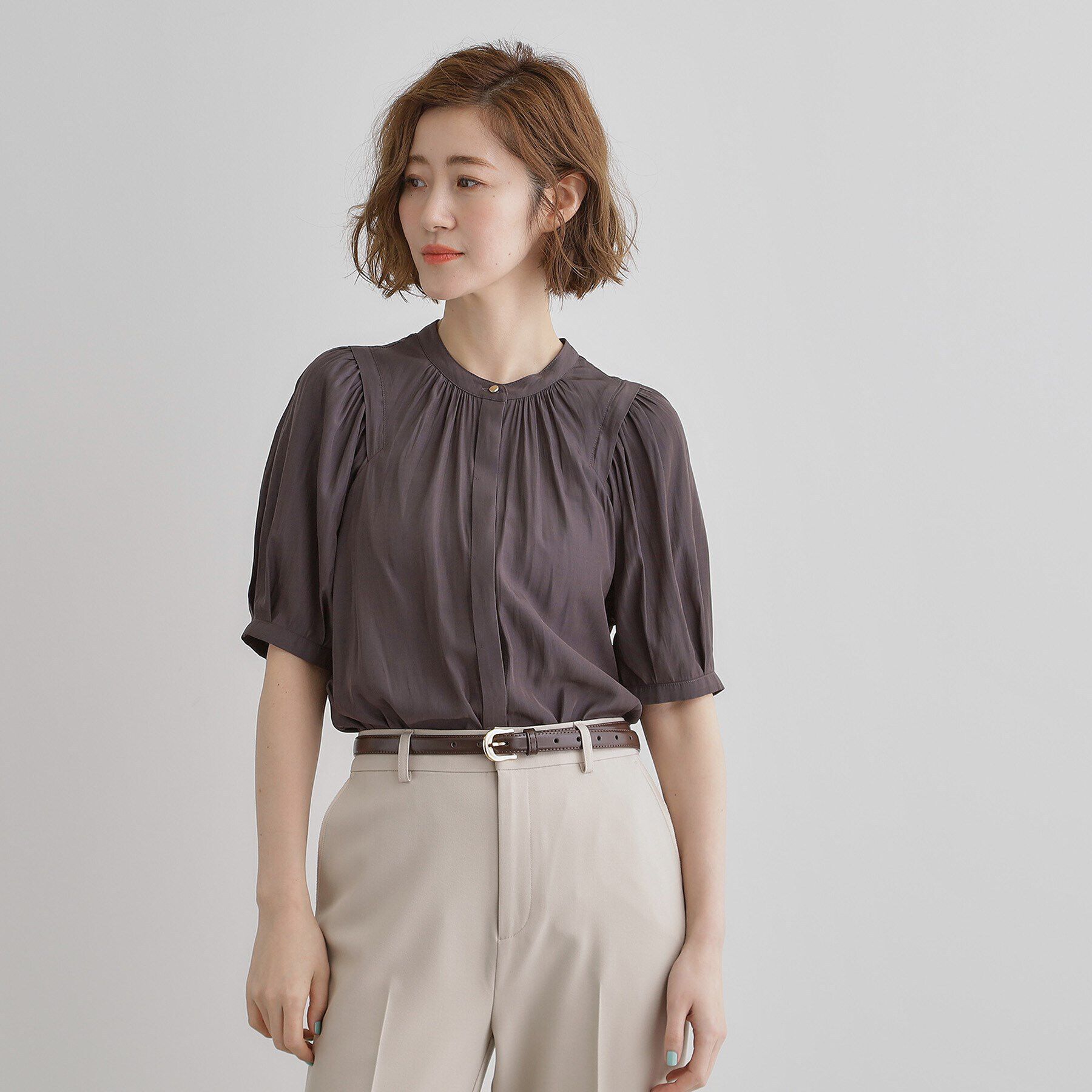 grove「【洗える】ヴィンテージサテンウイングスリーブブラウス」|シャツ・ブラウス|