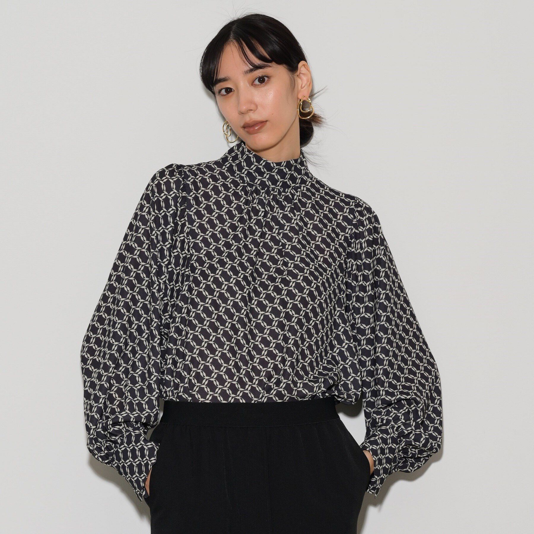 GALLEST「ヴィンテージ柄ブラウス」|シャツ・ブラウス|ﾌﾞﾗｯｸ(519)