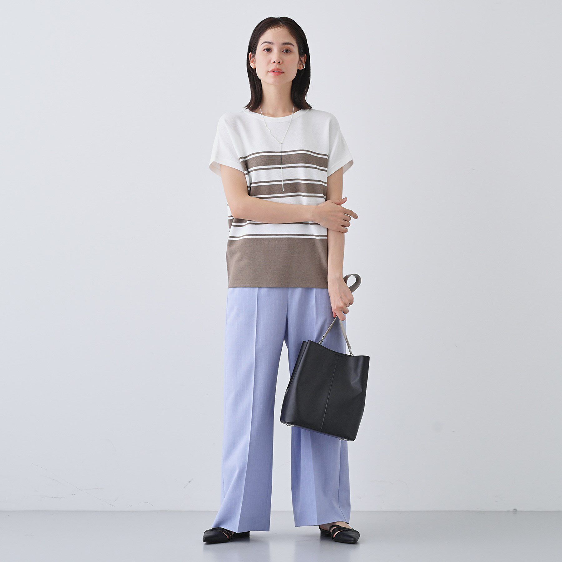 INDIVI「新色登場！【洗える／清涼感】レーヨンストレッチ フレンチスリーブニット」|ニット・セーター|