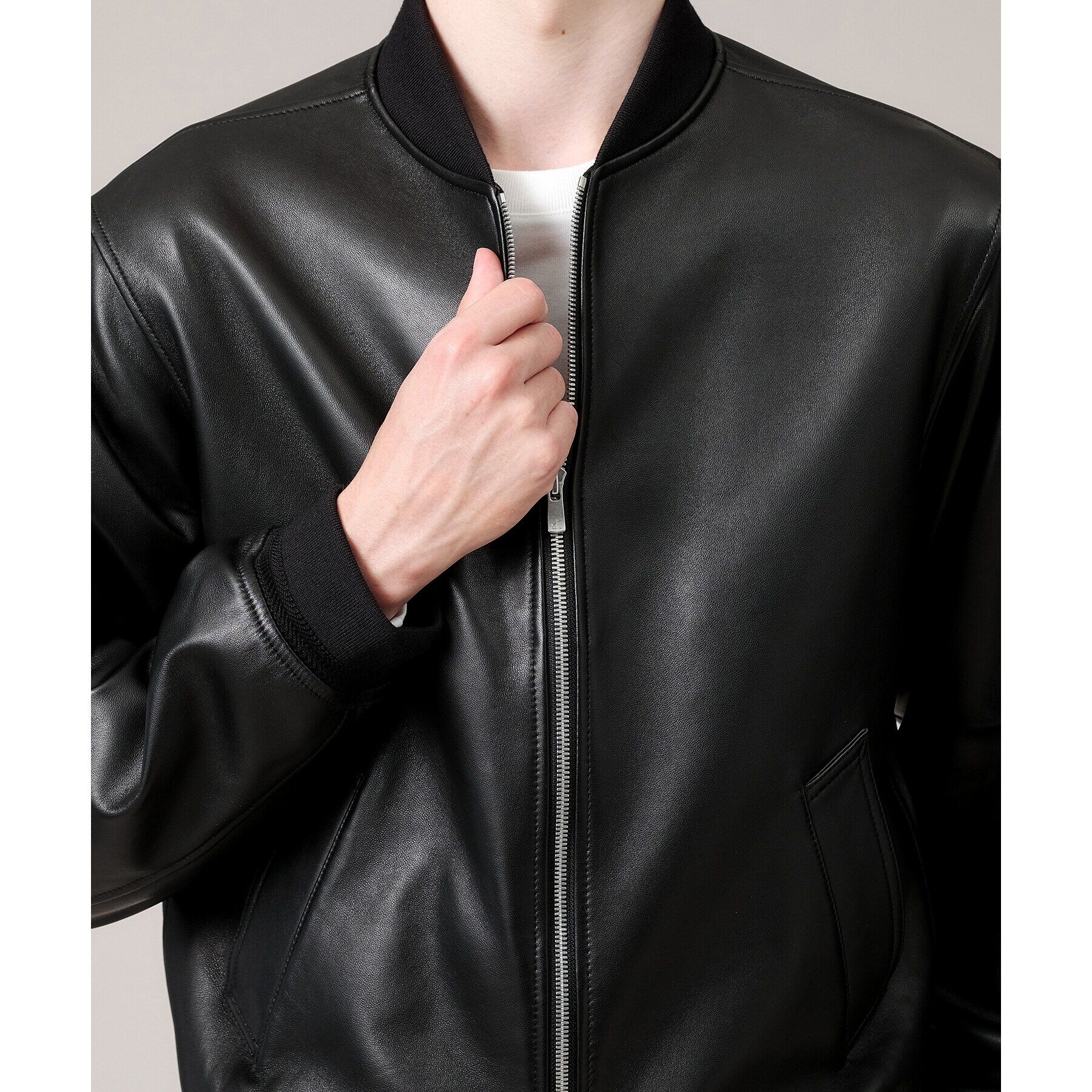 TAKEO KIKUCHI「【新作】ラムレザー ボンバー ジャケット」|ライダースジャケット|