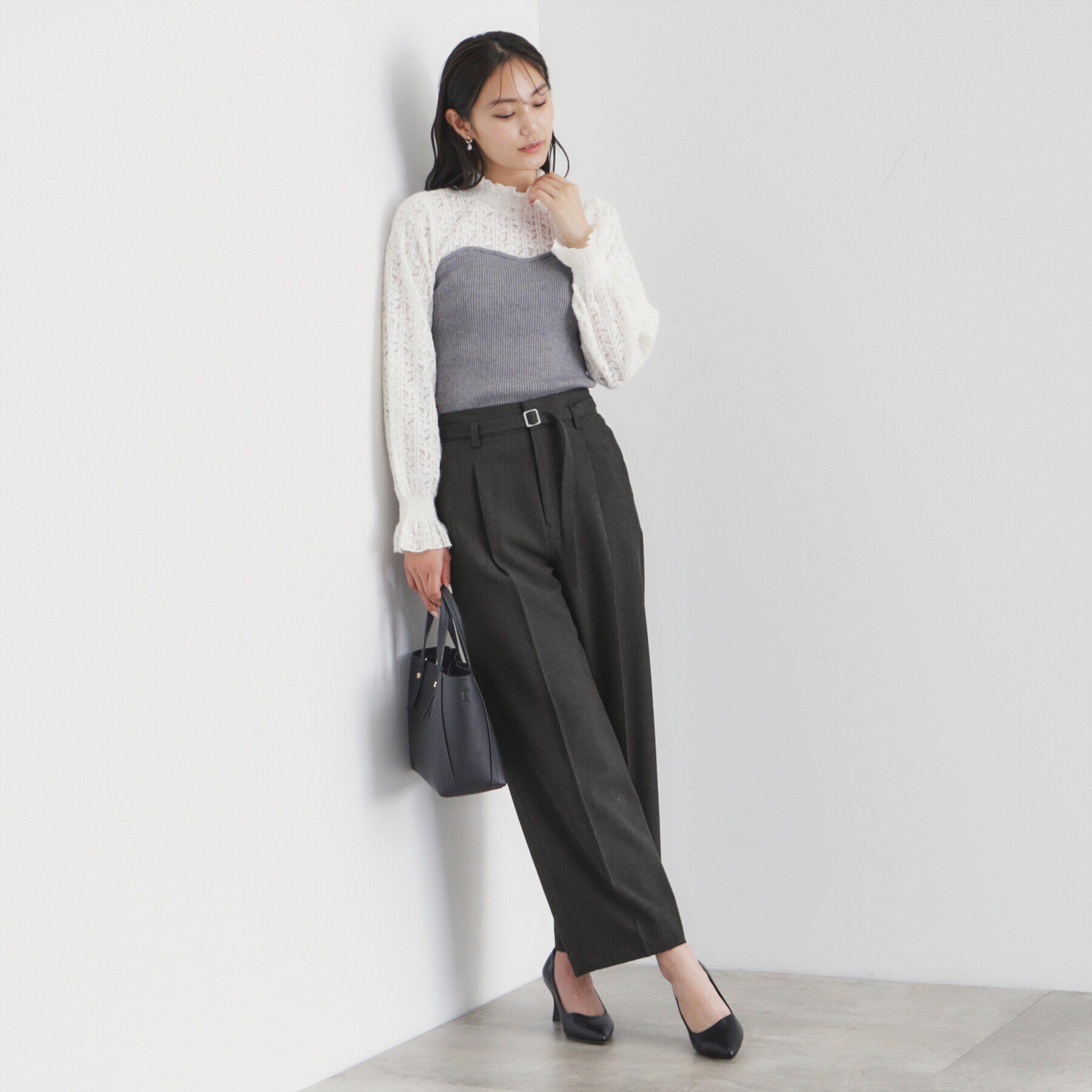 index「《S-LLsize》ストレッチタックワイドパンツ【洗濯機洗い可/吸湿発熱/イージーケア】」|その他|