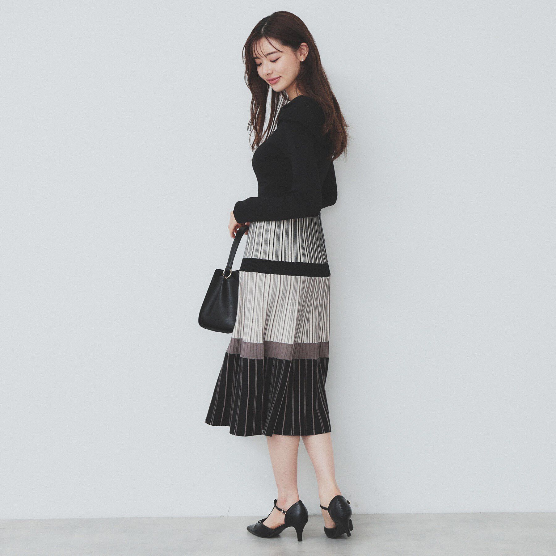 index「ランダムボーダーニットワンピース【洗濯機洗い可】」|ワンピース|