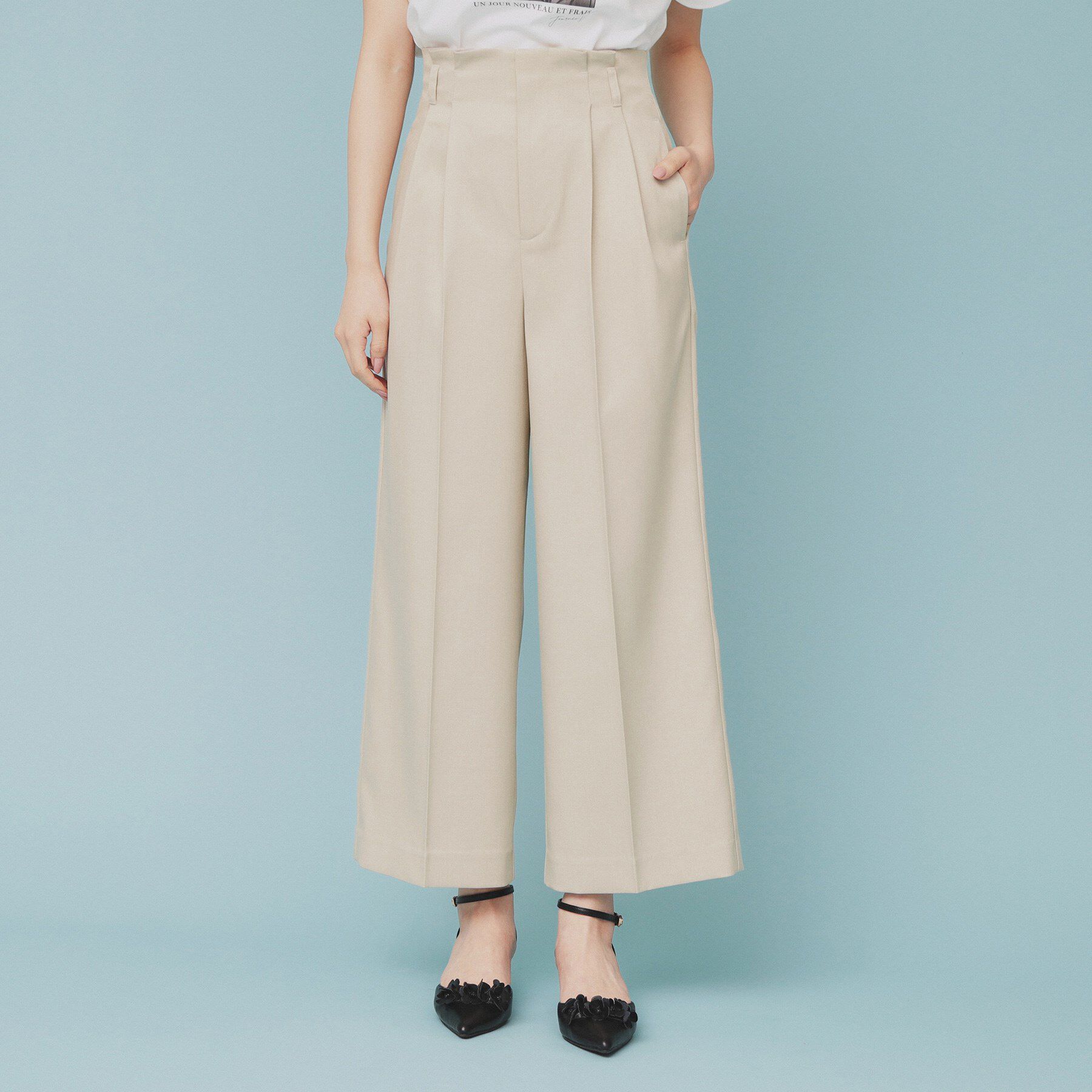 index「ベルト付ストレッチワイドパンツ【防シワ/イージーアイロン/洗濯機洗い可】」|その他|