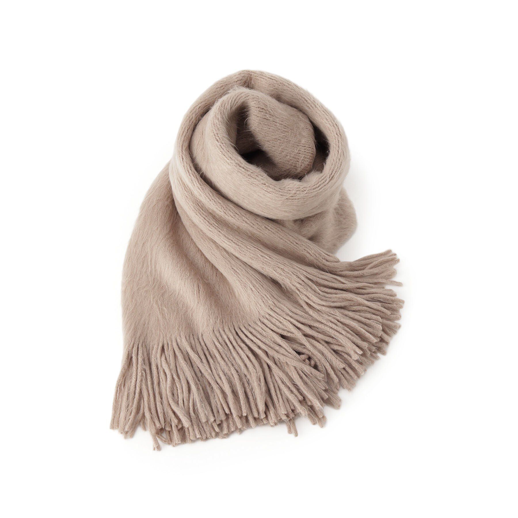 OPAQUE.CLIP「ラッセル織りシャギーフリンジマフラー」|ストール|ベージュ(052)