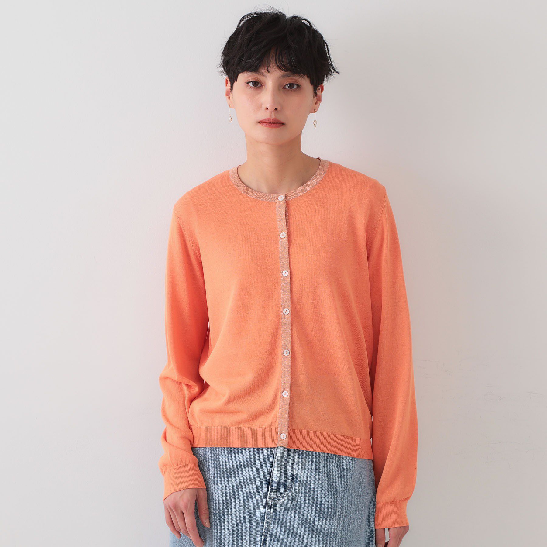 OPAQUE.CLIP「配色ラメニットカーディガン/アンサンブル対応【洗濯機洗い可/抗ピル】」|カーディガン|