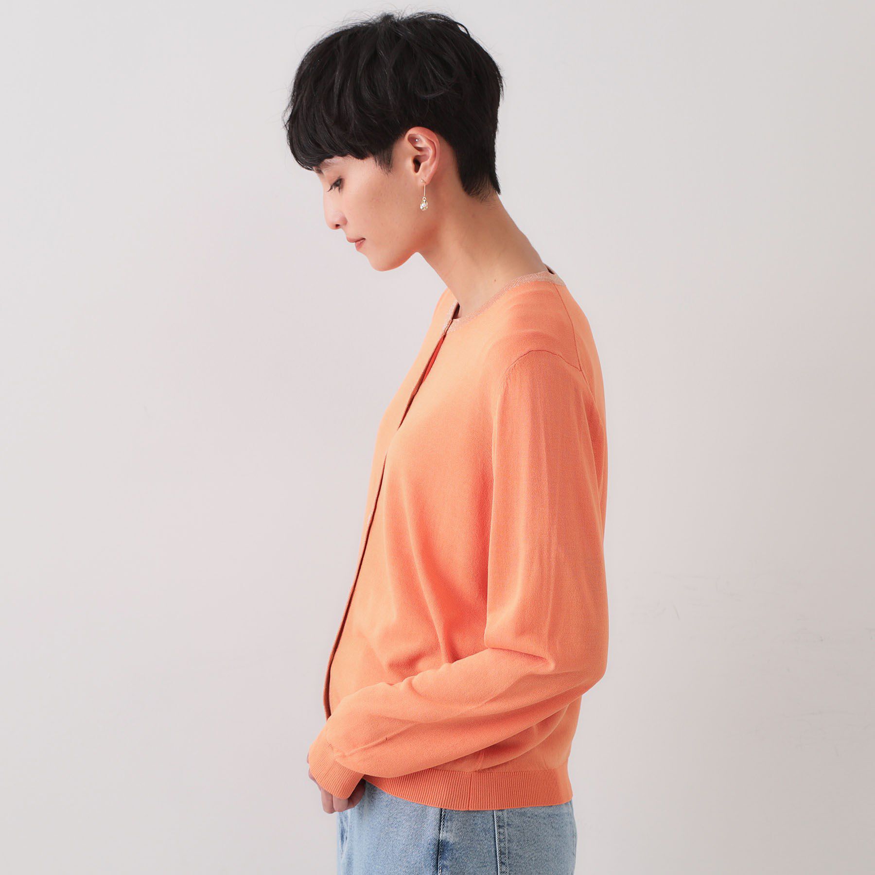 OPAQUE.CLIP「配色ラメニットカーディガン/アンサンブル対応【洗濯機洗い可/抗ピル】」|カーディガン|