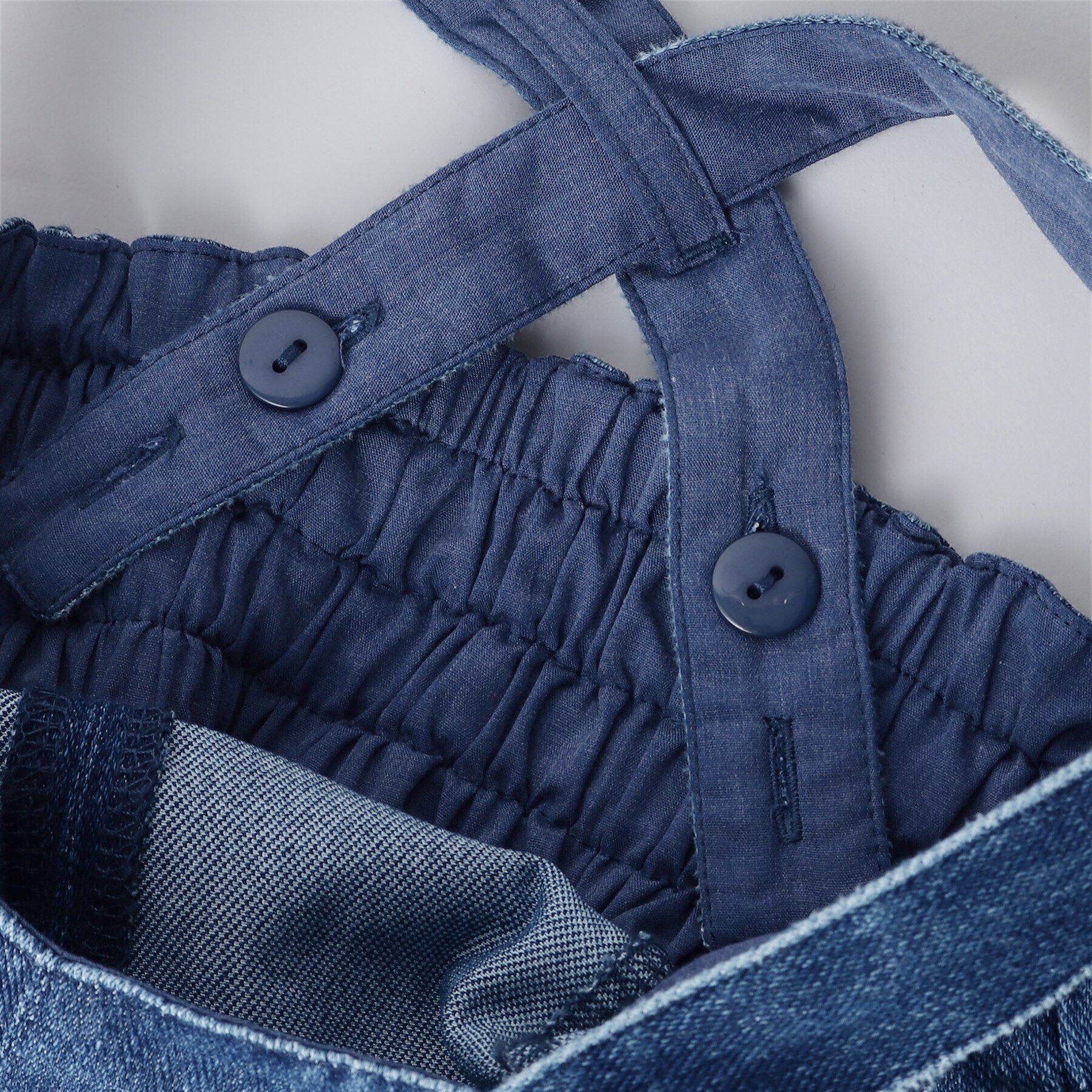 THE SHOP TK「【110－160/親子リンク】デニムジャンスカ/洗濯機OK」|ジャンパースカート|