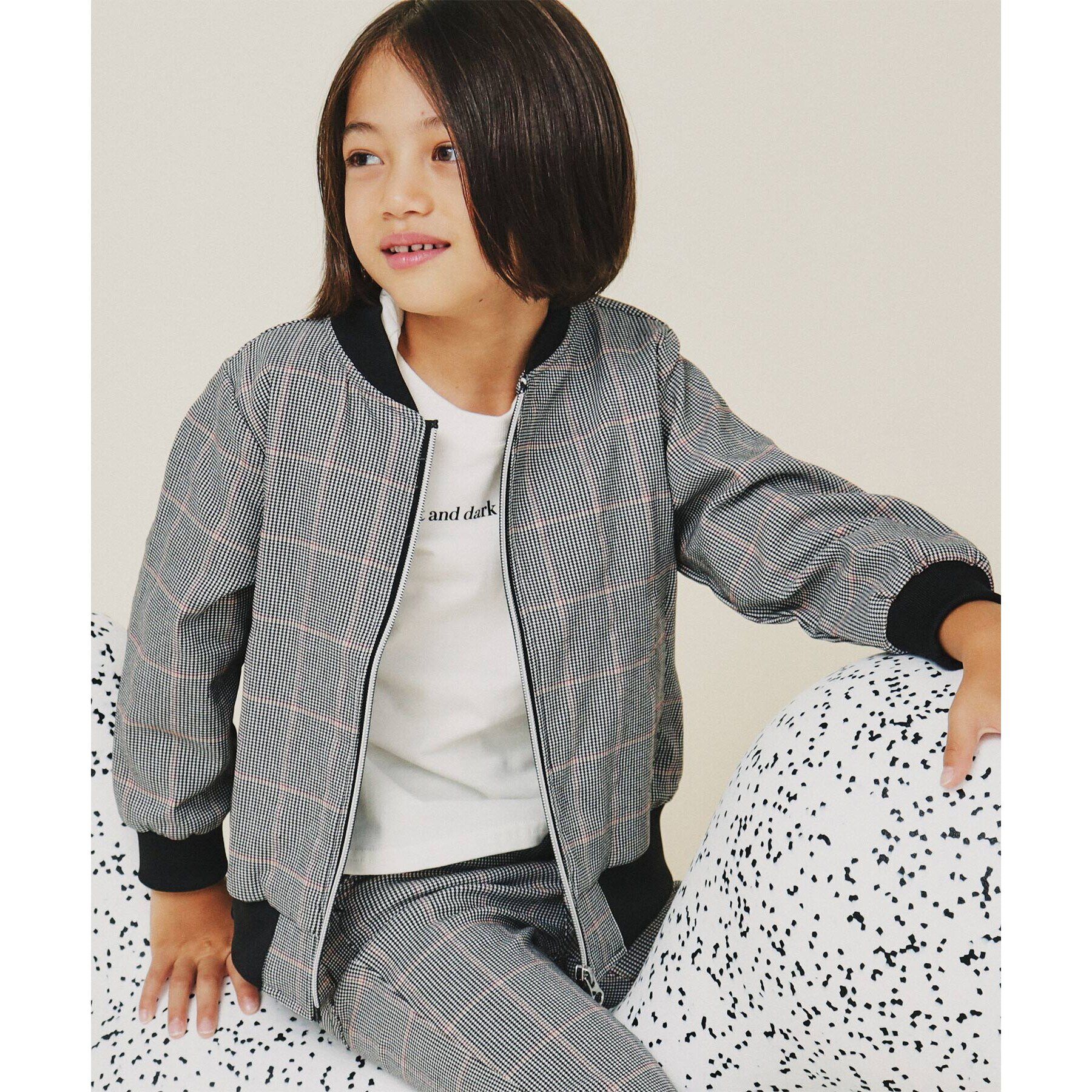 THE SHOP TK「【120－160】リブブルゾン/洗濯機OK」|ブルゾン・スタジャン|チャコールグレー(2