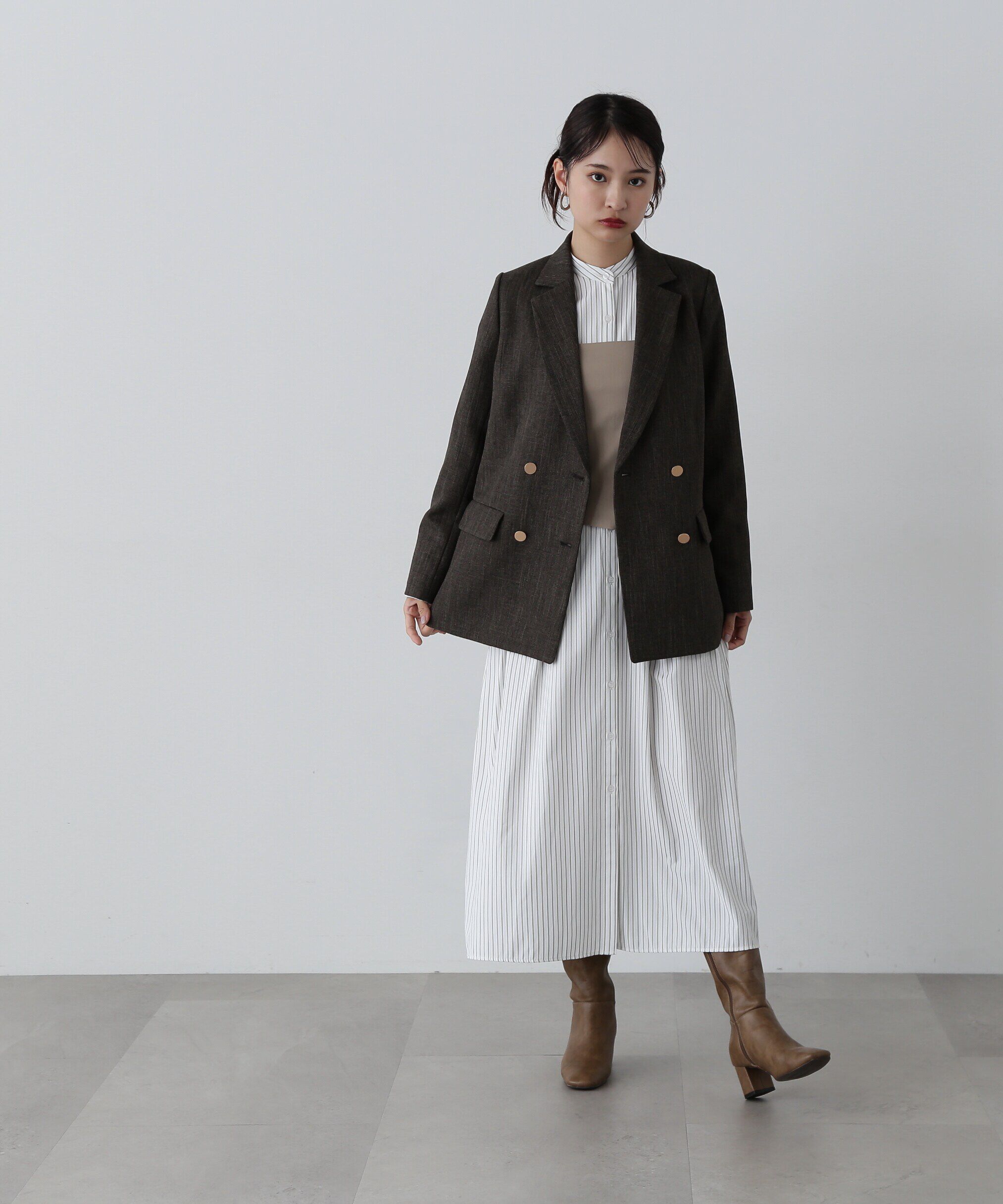  「ビスチェレイヤードシャツワンピース」|ワンピース|