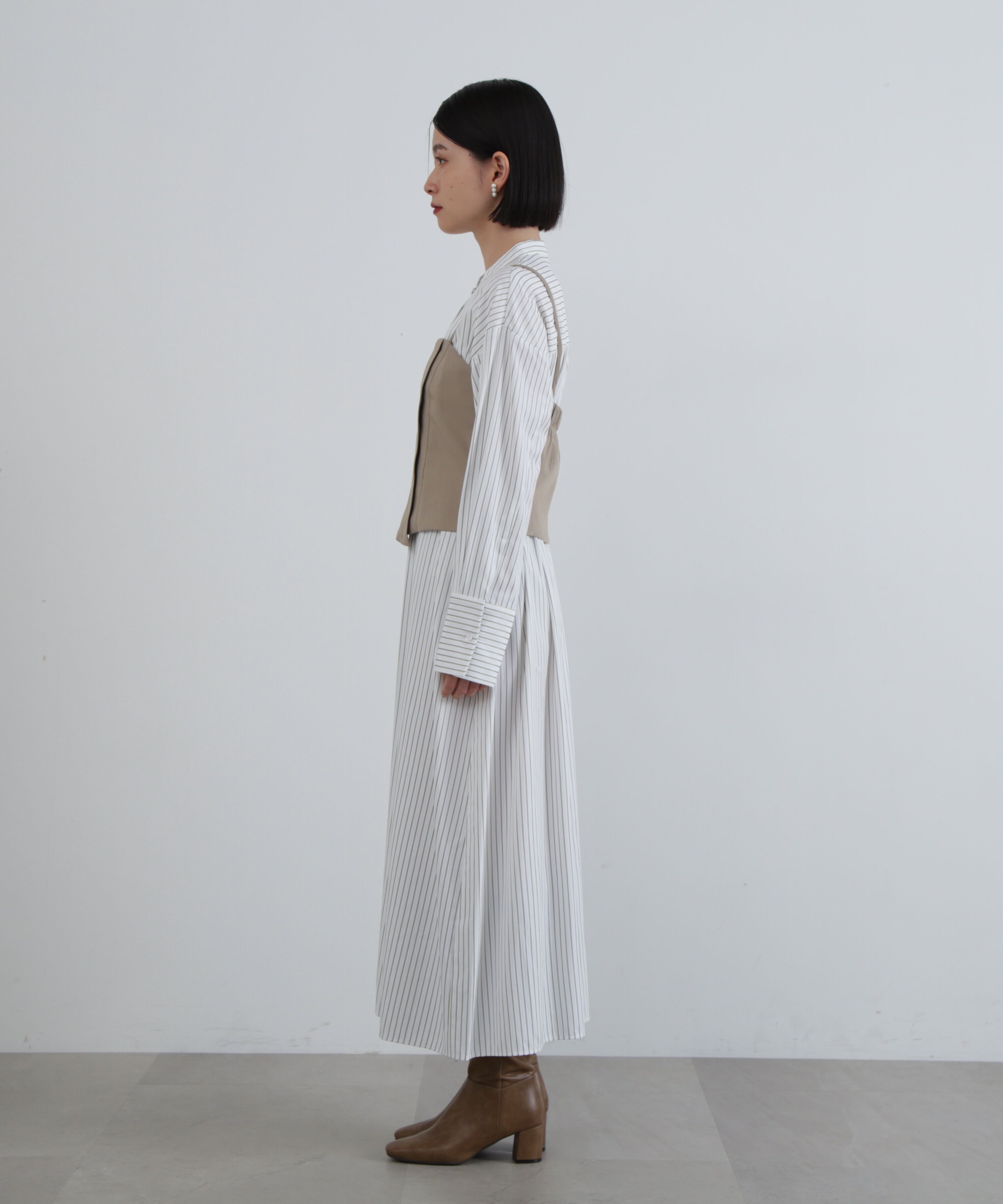  「ビスチェレイヤードシャツワンピース」|ワンピース|