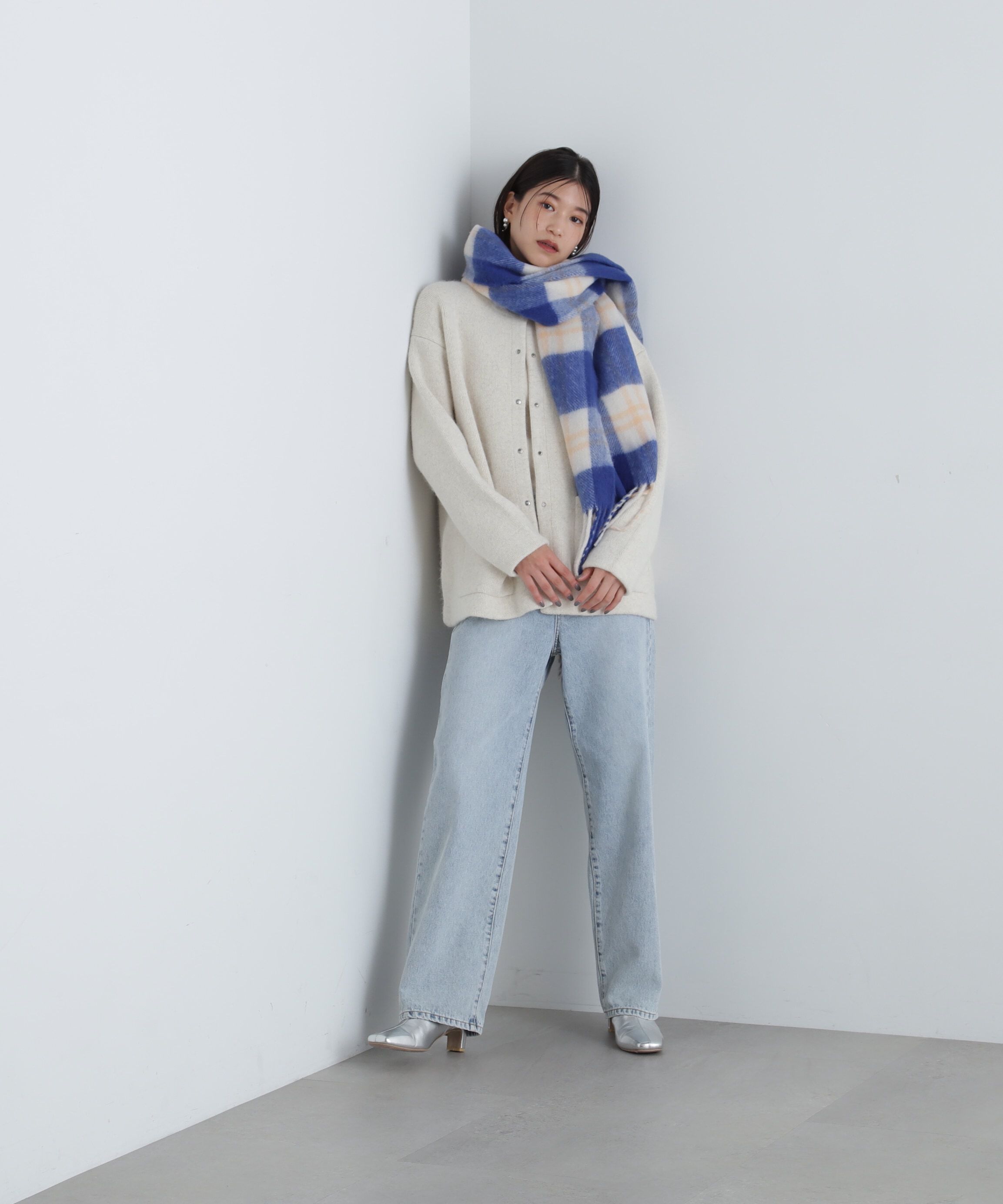  「フリンジチェックストール」|マフラー|