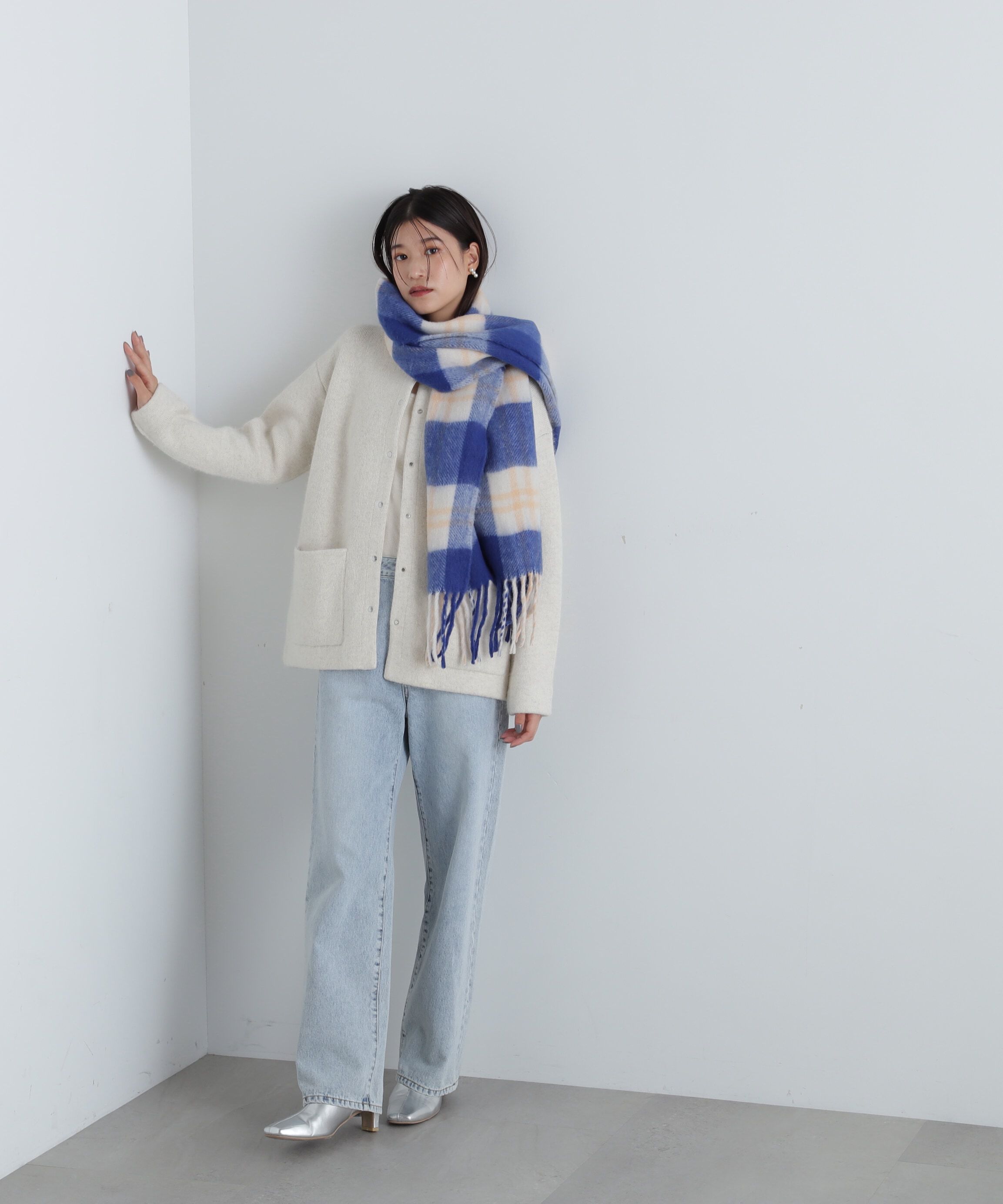  「フリンジチェックストール」|マフラー|