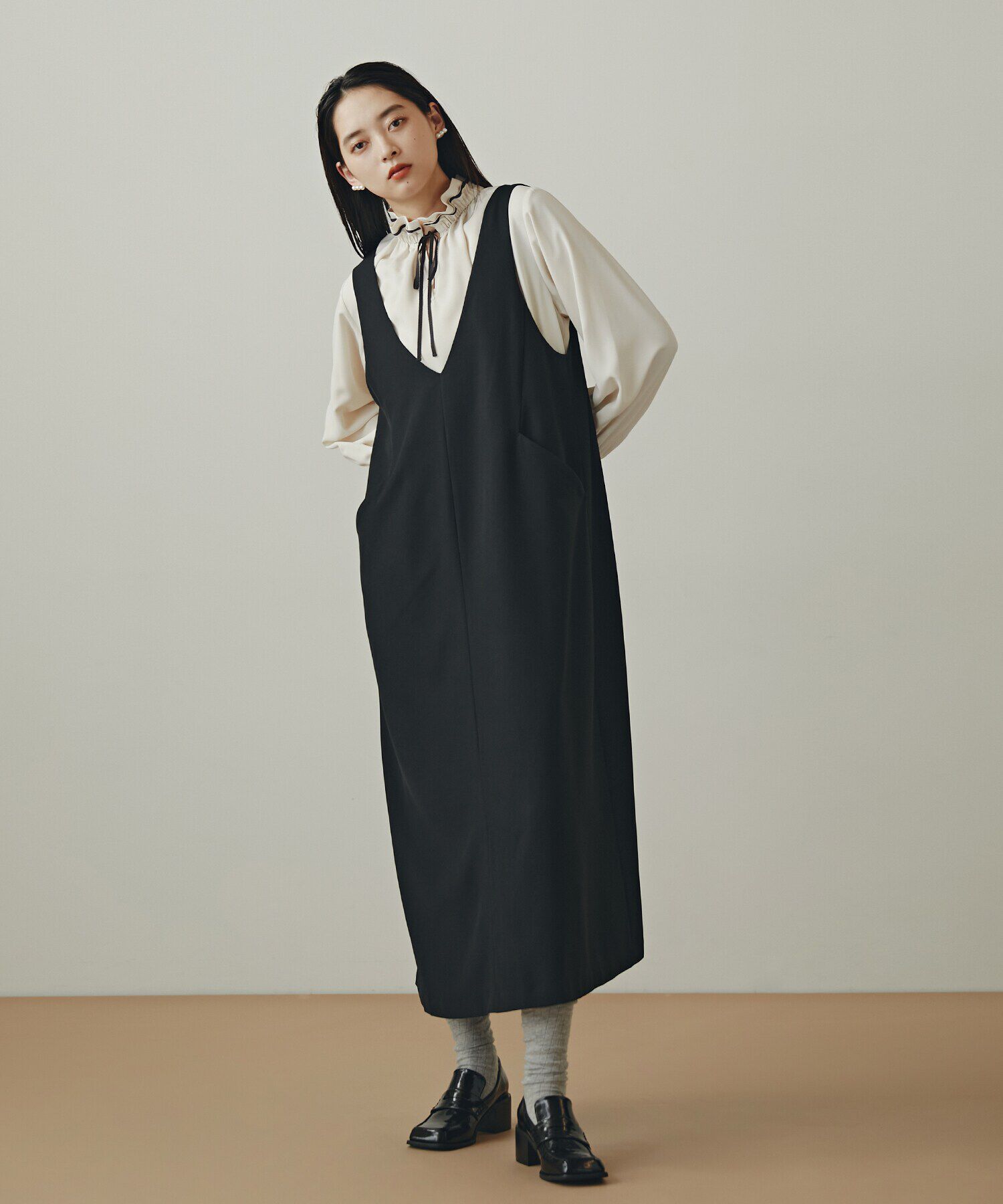  「バイカラーリボンとろみブラウス」|シャツ・ブラウス|