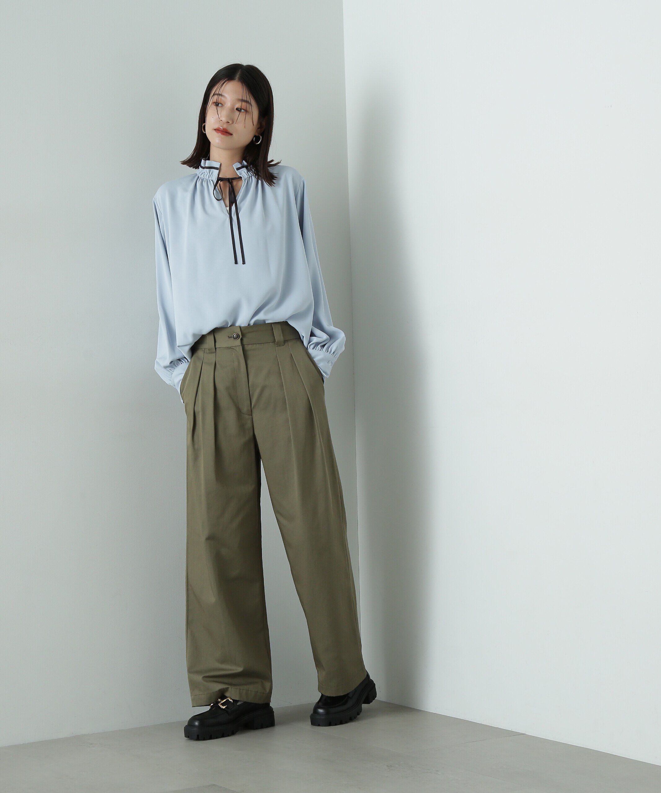  「バイカラーリボンとろみブラウス」|シャツ・ブラウス|