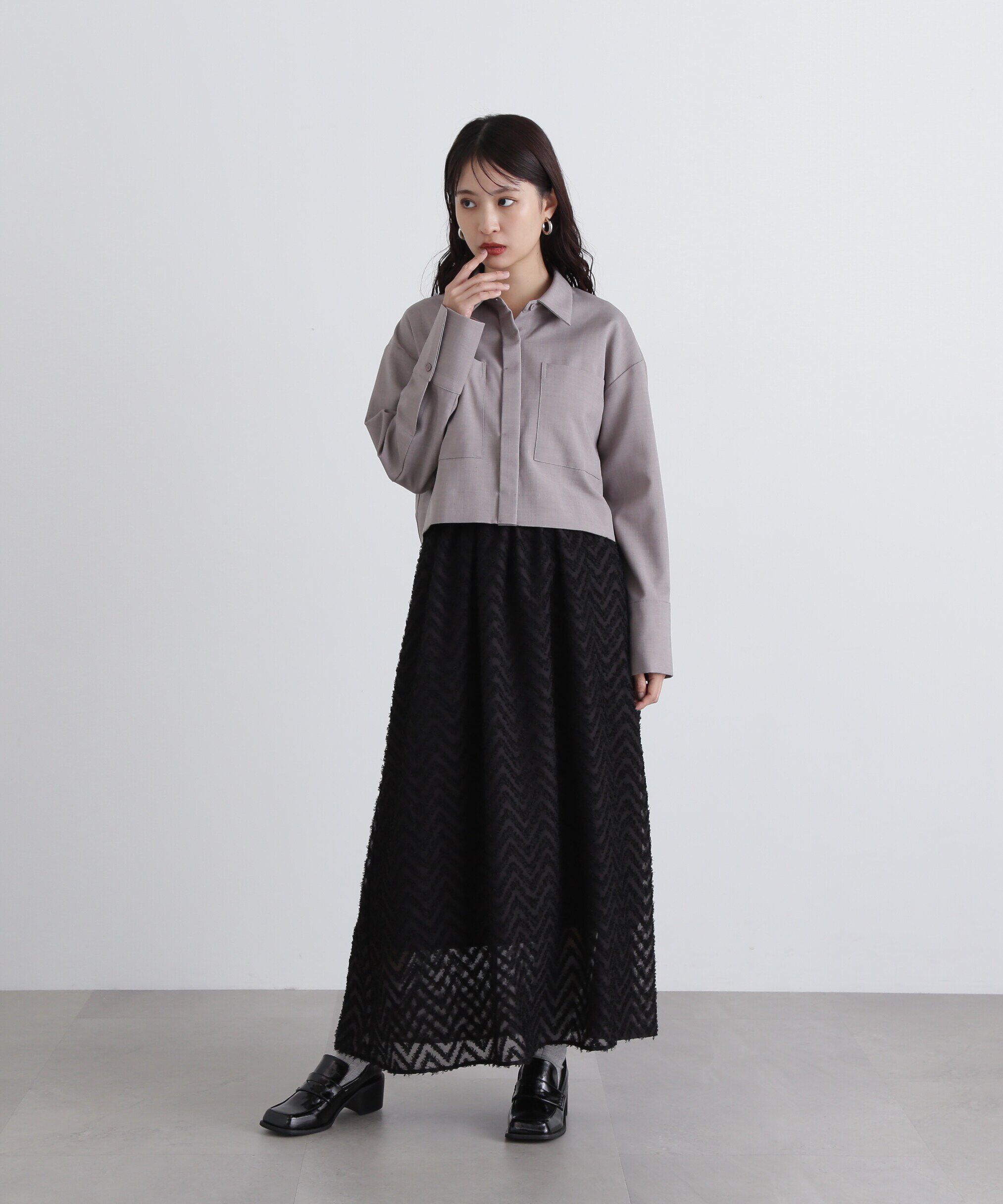  「クロップドシャツ＆キャミワンピースセット」|ワンピース|