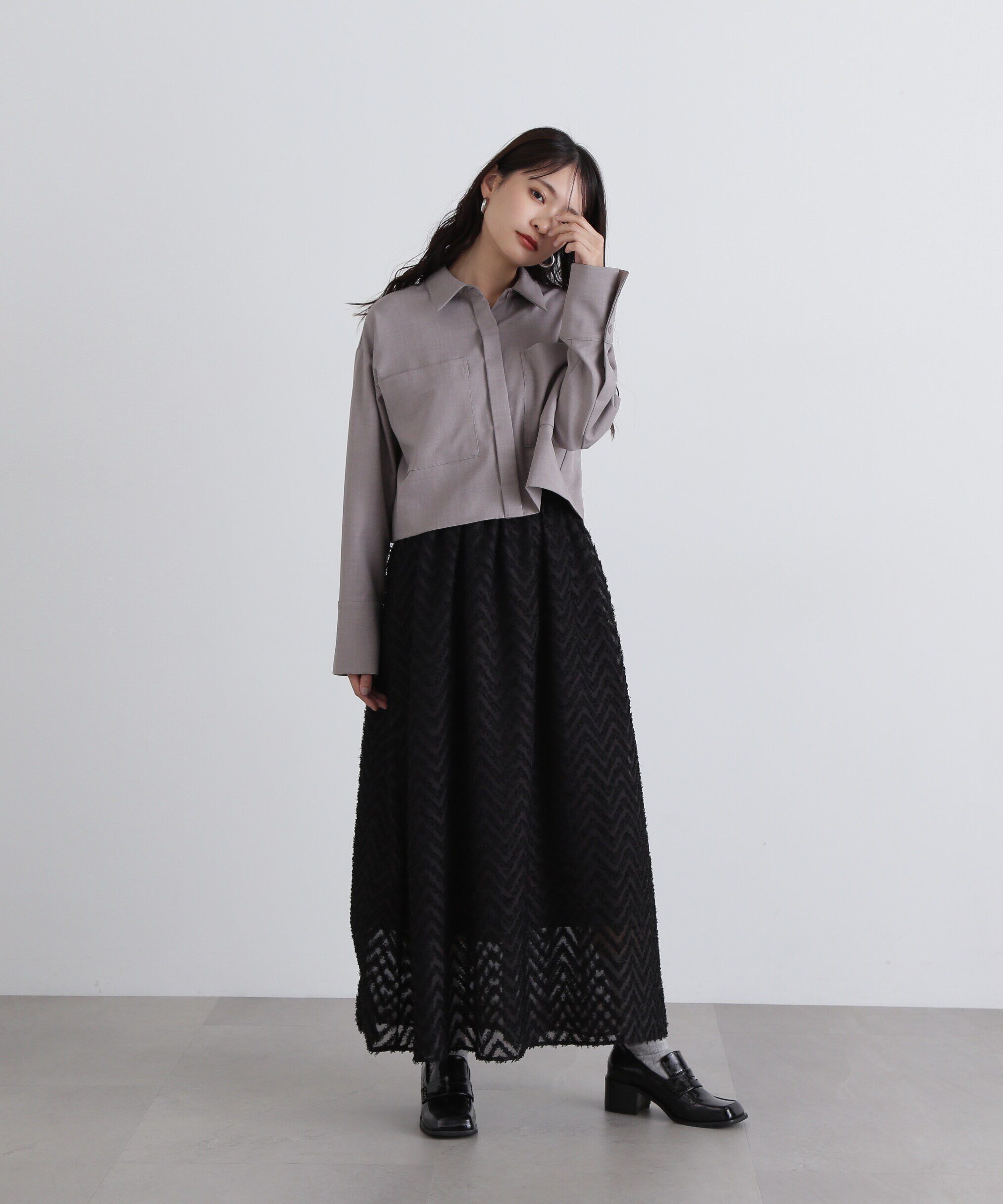  「クロップドシャツ＆キャミワンピースセット」|ワンピース|