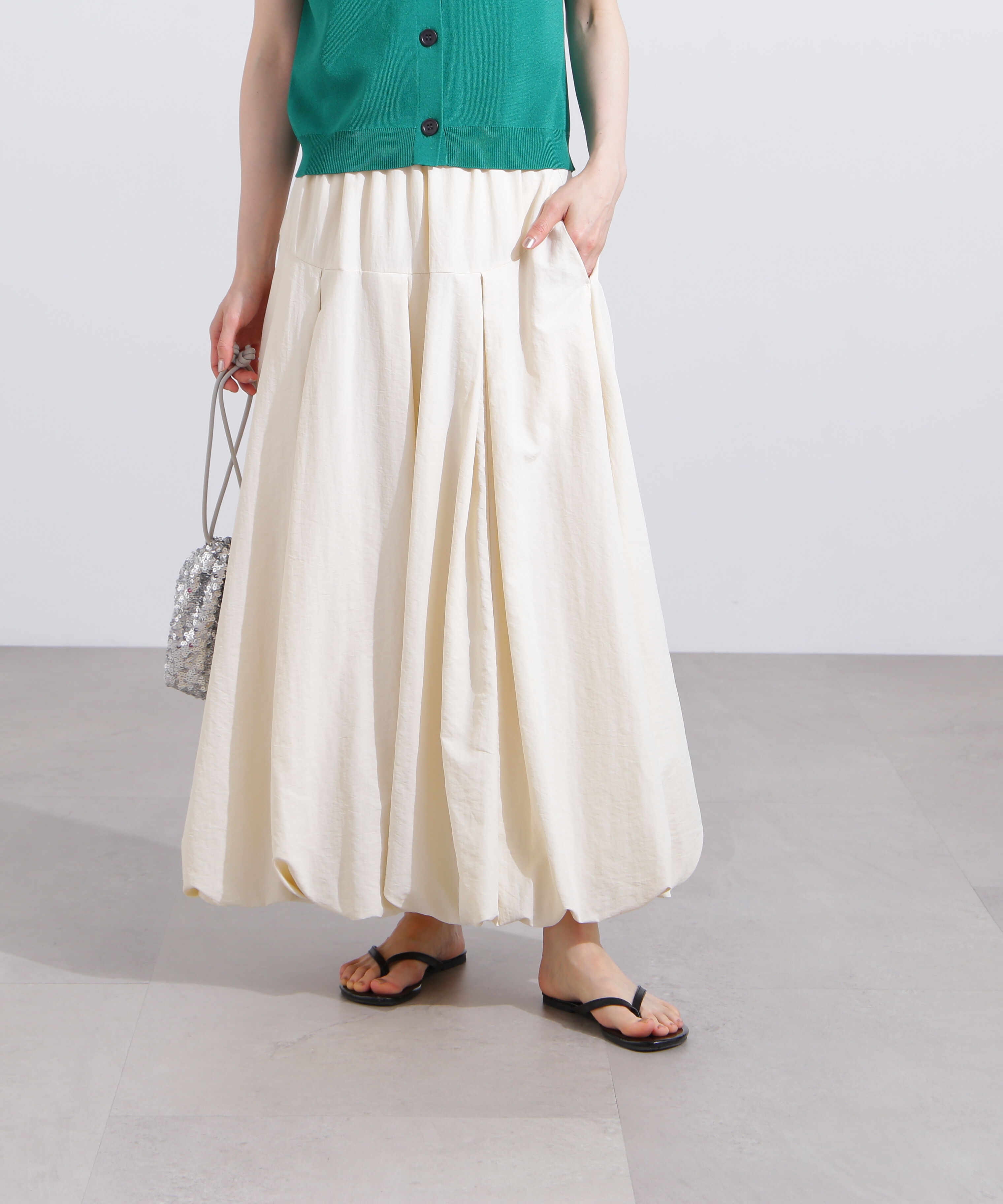  「切替タックバルーンスカート」|スカート|エクリュ1