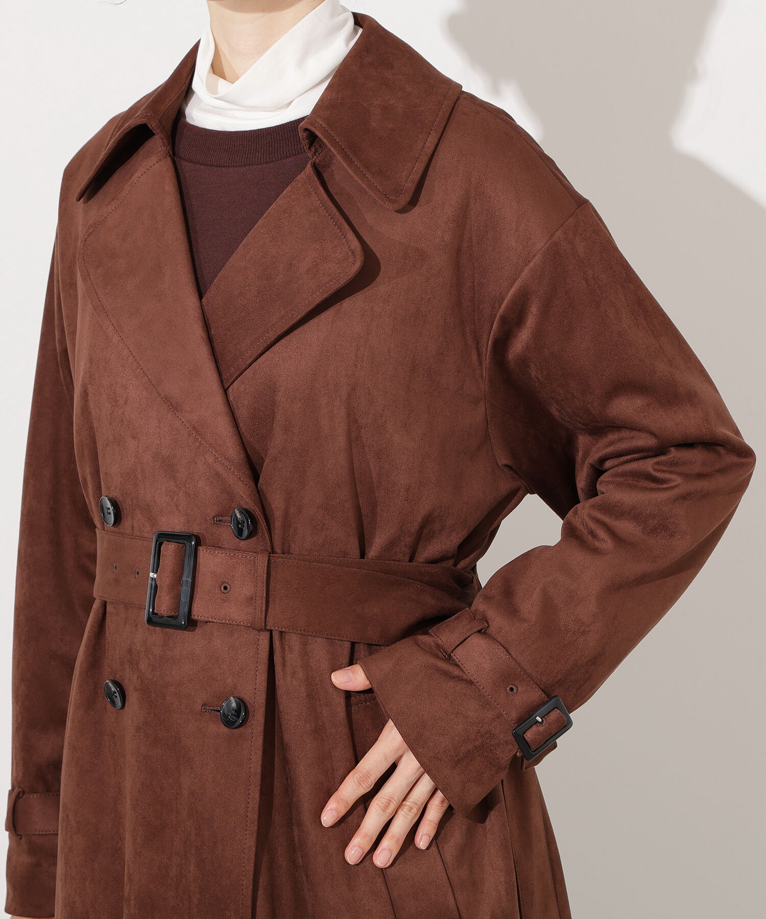  「フェイクスウェードロングトレンチコート」|その他|