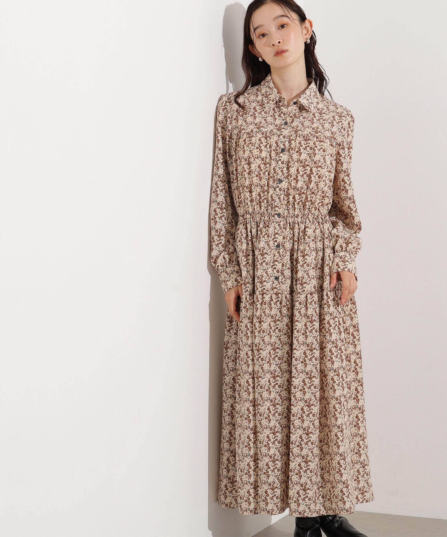  「ヴィンテージフラワーシャツワンピース」|ワンピース|オフベース2