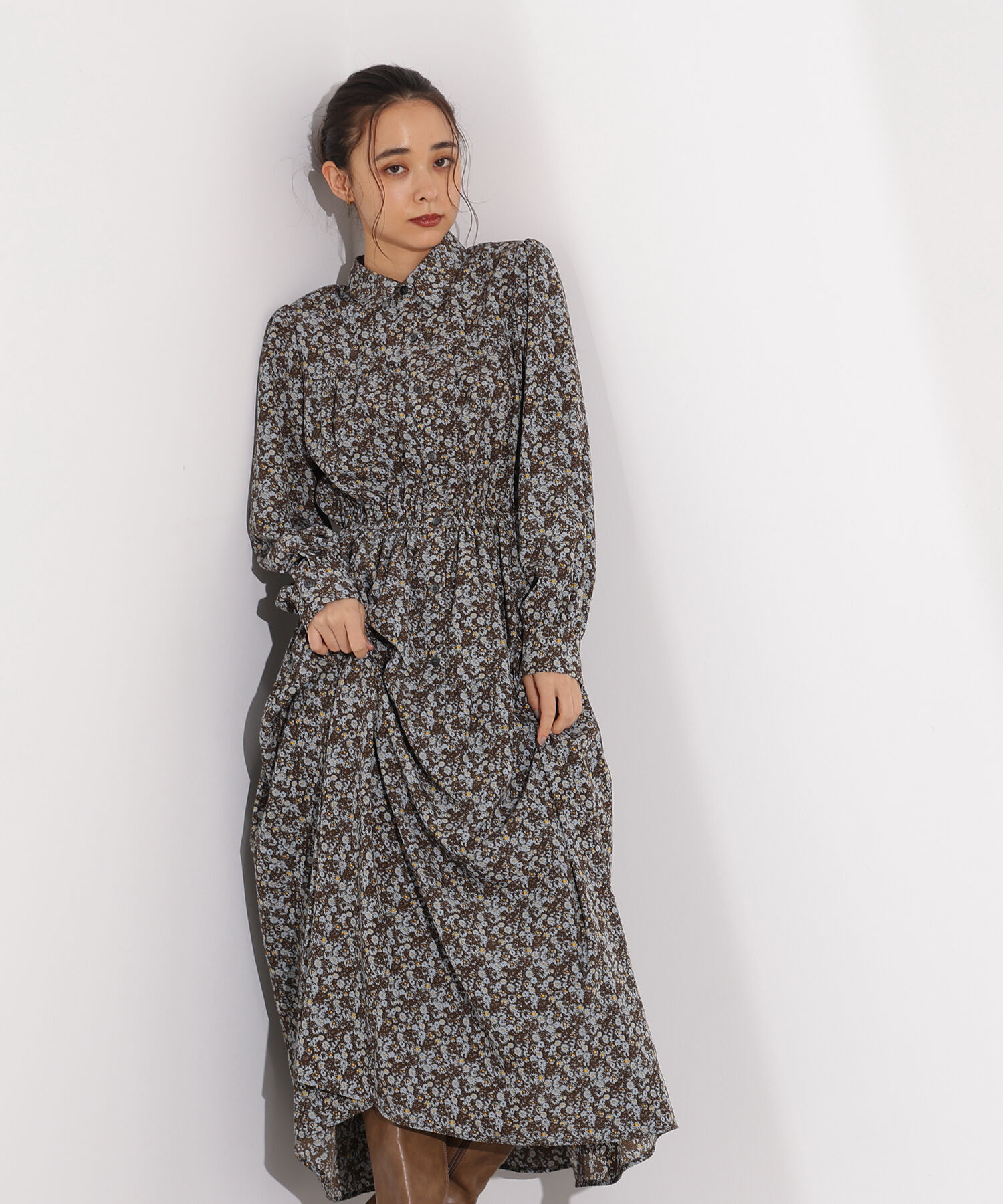  「ヴィンテージフラワーシャツワンピース」|ワンピース|